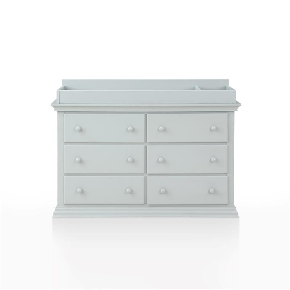 Universal Double Dresser for Nursery & Bedroom - 6 Spacious Drawers, Fully Assembled with Anti-Tip Kit, Gray Wooden Baby Dresser - Perfect for Organizing Baby Clothes, Blankets & Nursery Essentials
