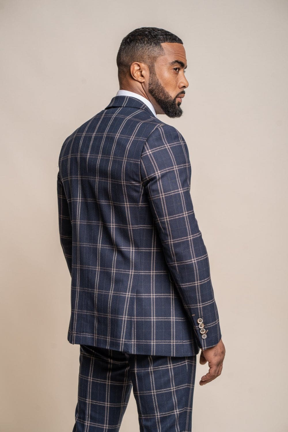 Cavani Hardy Navy Slim Fit Checked Blazer for Men - Premium Business & Wedding Suit Jacket - Formal Office Wear & Special Occasions