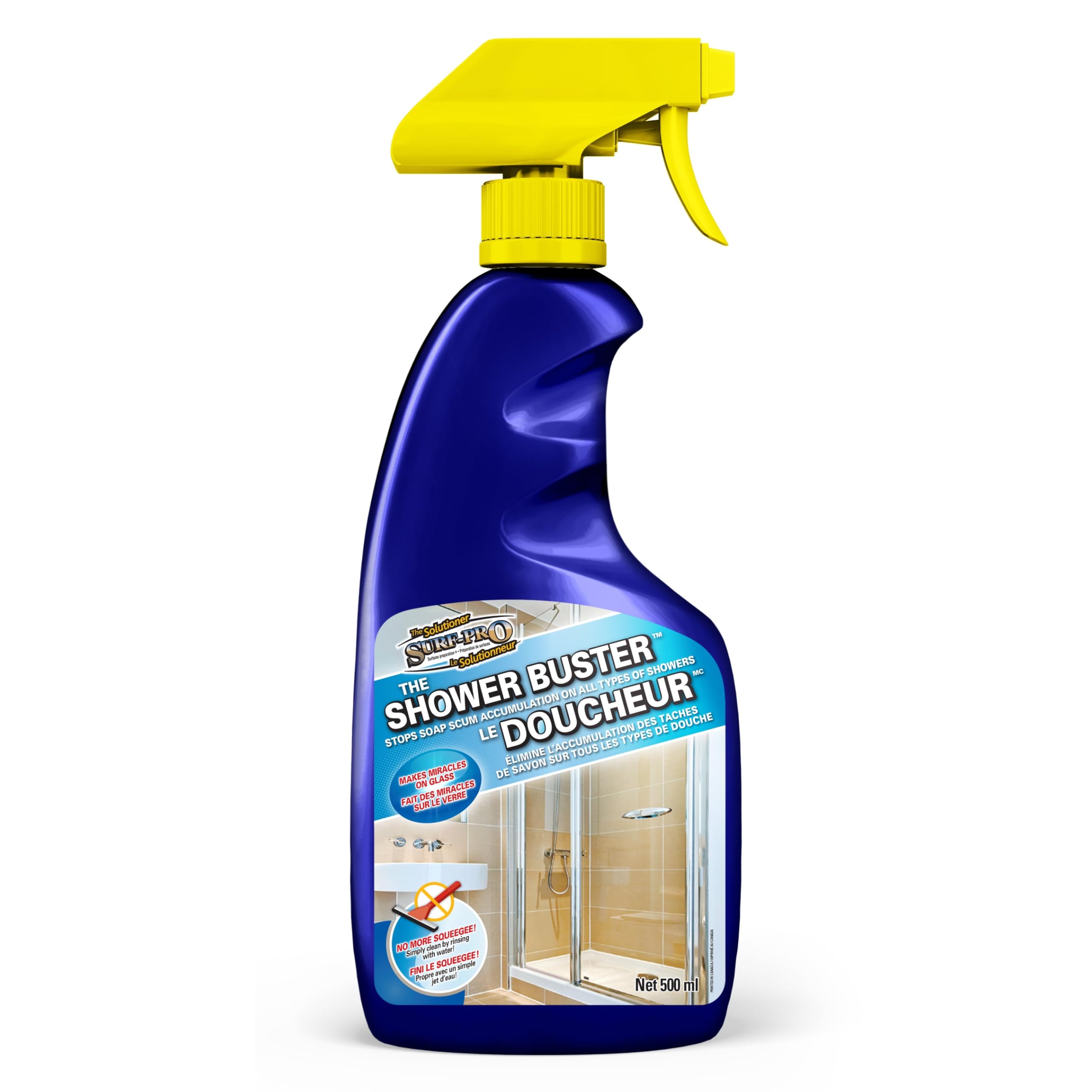 Shower Cleaner Buster Spray - Powerful Glass Shower Door Cleaner, Removes Soap Scum & Water Stains (500ml/16.9oz) - Perfect for Bathroom, Kitchen & Tile Cleaning - Ideal for Daily Use & Deep Cleaning