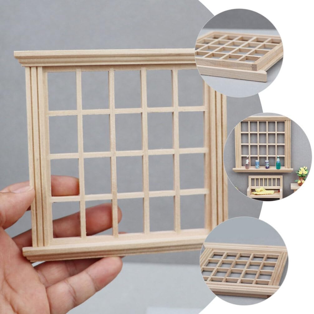 1:12 Scale Wooden Dollhouse Windows - Miniature Window Frames for Doll House Furniture Accessories | Realistic Wood Decor for DIY Dollhouse Projects, Room Displays & Collectible Miniatures