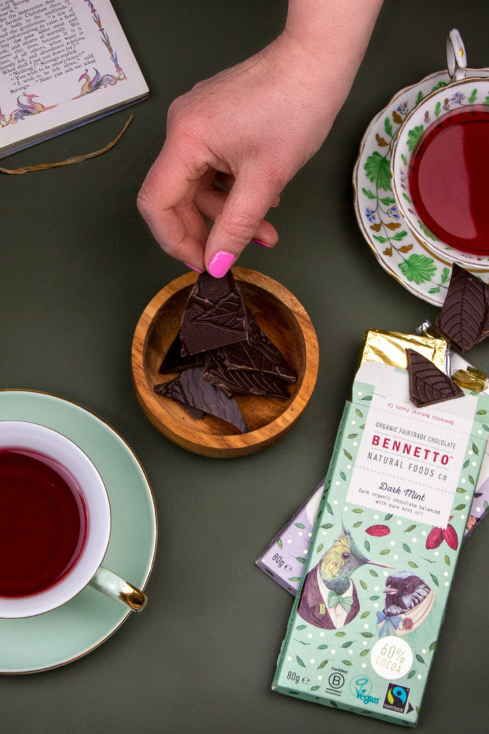 Organic Dark Mint 80g Green Fairtrade Chocolate Bar - Vegan, Gluten-Free, Ethical Treat for Gifting, Baking & Healthy Snacking