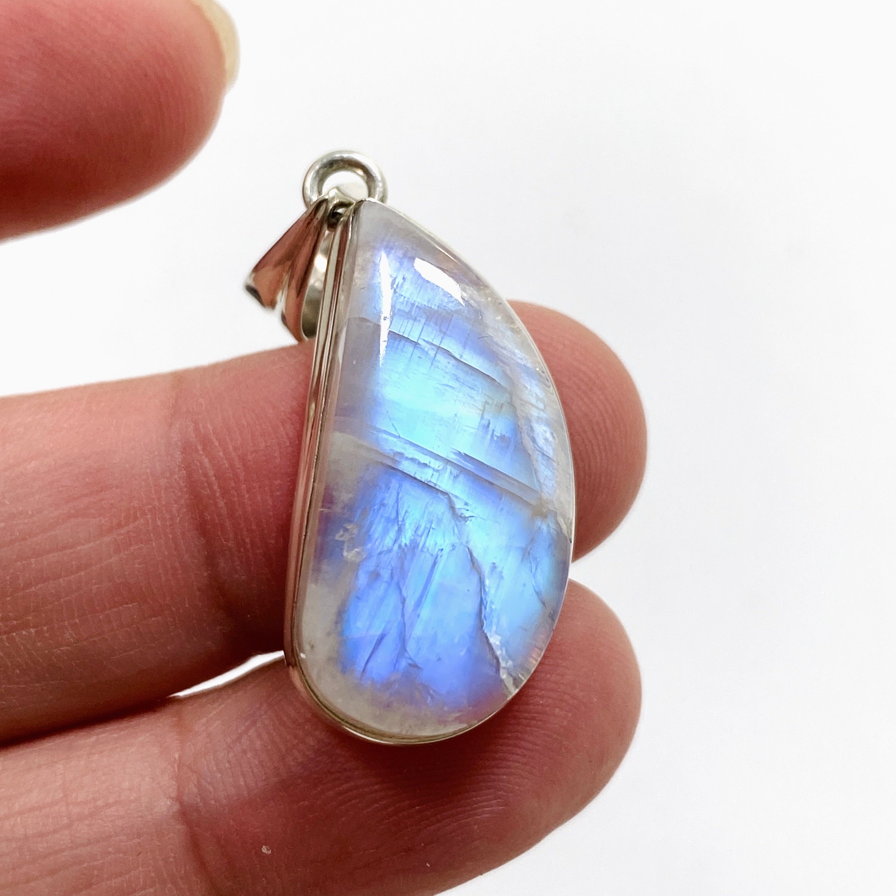 Natural Moonstone Freeform Cabochon Pendant Necklace - Handmade Silver Jewelry for Women - Perfect for Boho Style, Meditation & Spiritual Healing