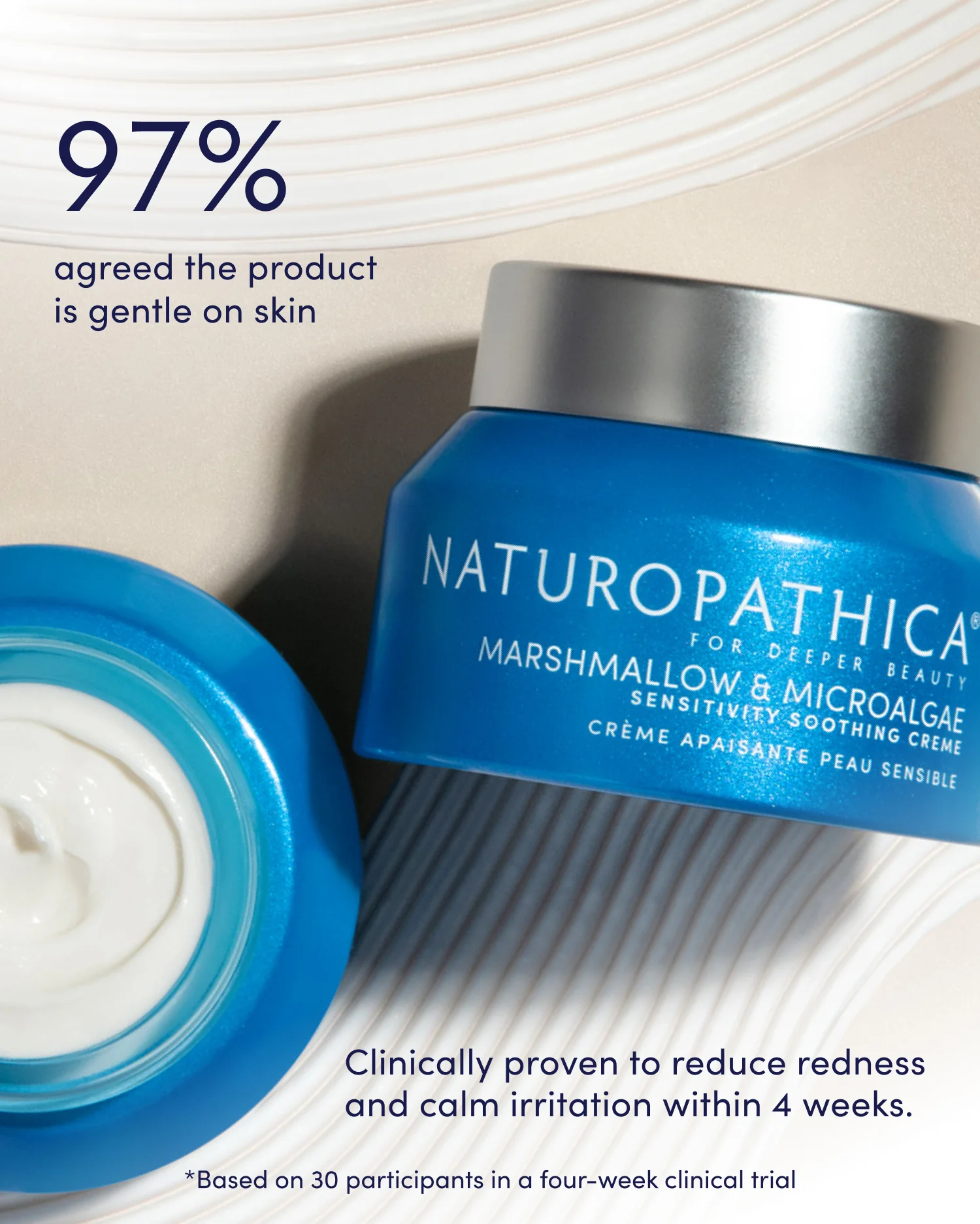 Naturopathica Marshmallow & Microalgae Sensitivity Soothing Cream for Dry, Irritated Skin - Calming Face Moisturizer for Sensitive Skin Care Routine