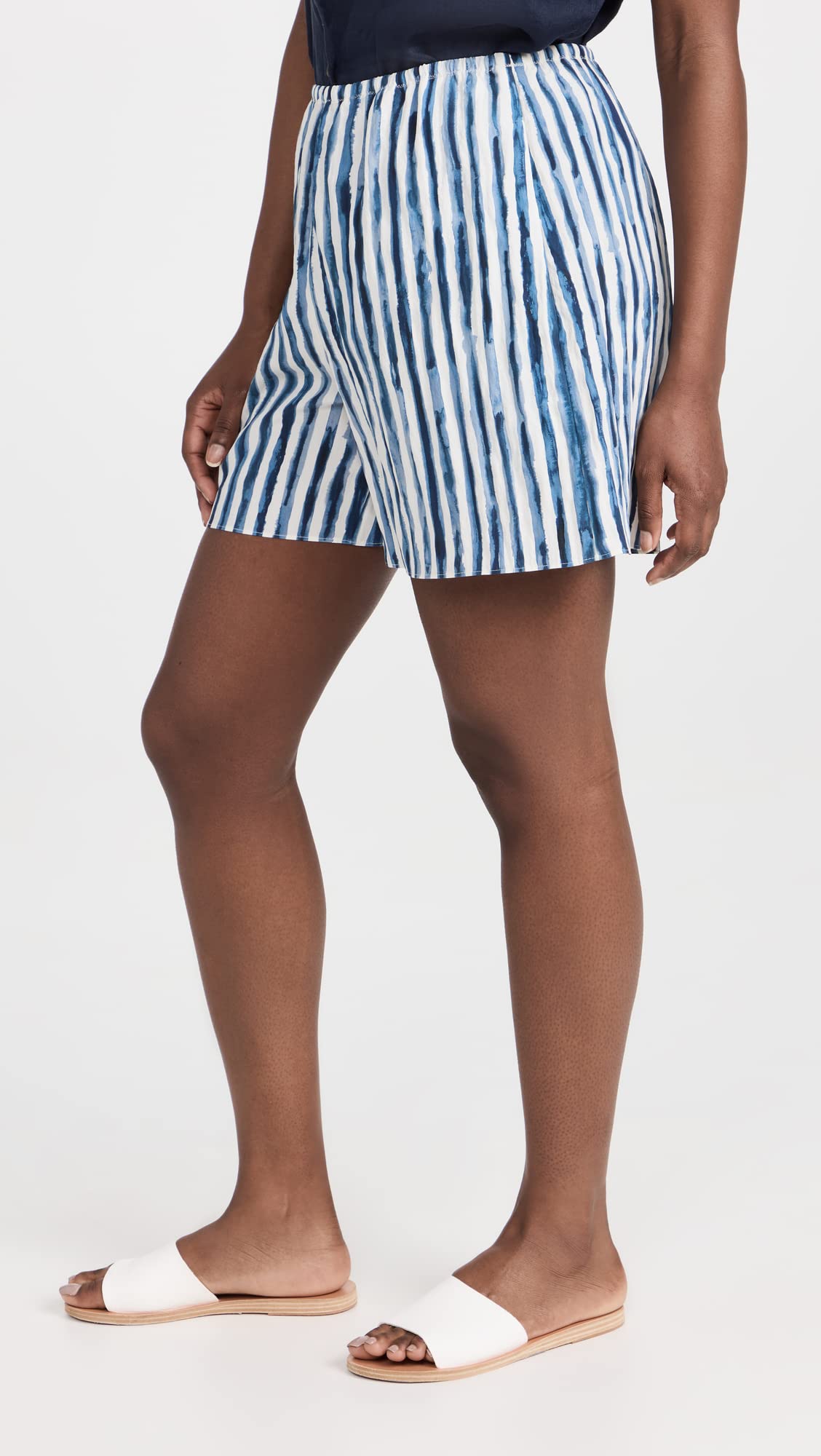Vince Women's Painterly Stripe Pull-On Shorts - Comfortable Casual Stretch Waist Shorts for Summer, Beach & Vacation Outfits