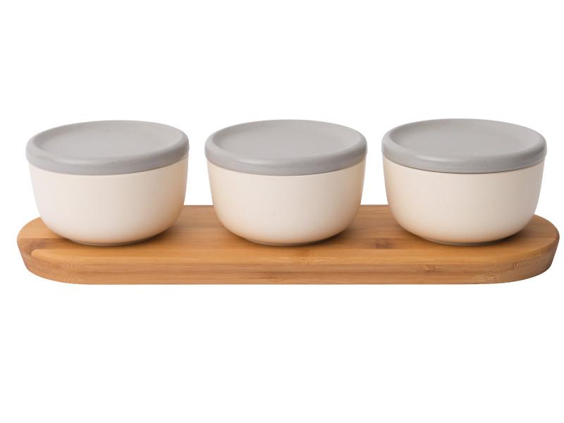 BergHOFF Leo 7-Piece Bamboo Covered Appetizer Set - 0.29qt Mini Serving Bowls with Lids - Perfect for Parties, Snacks, and Small Food Portions