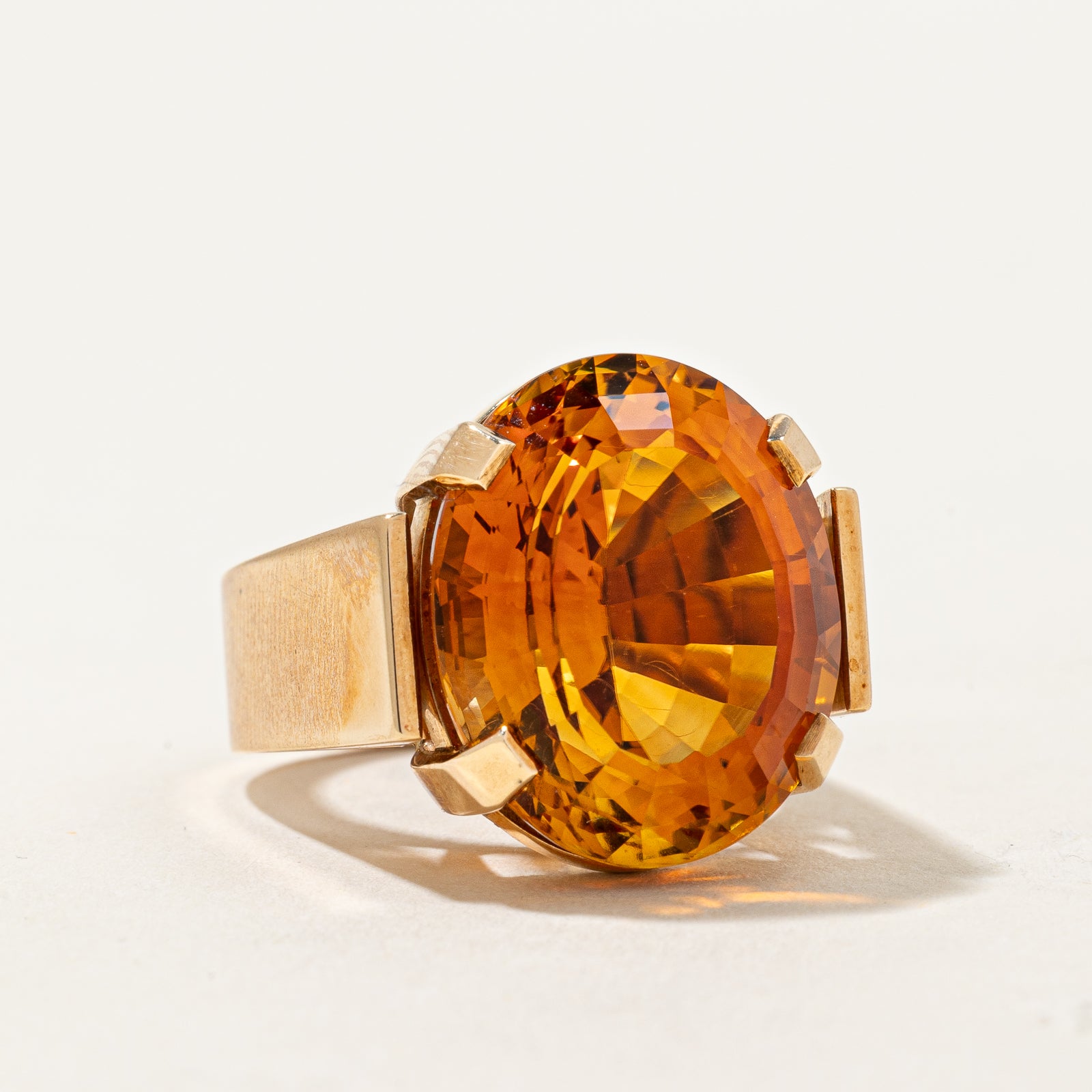 15.00ct Mandarin Citrine Cocktail Ring - Size 6.5 - Elegant Statement Jewelry for Evening Parties & Special Occasions