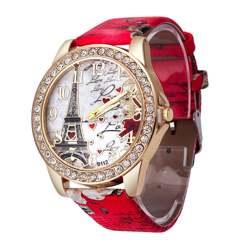 CdyBox 6 Pack PU Leather Strap Watches for Women - Rhinestone Bling Ladies Wristwatch Set, Fashion Gift for Mother's Day, Birthday, Anniversary | Perfect for Daily Wear, Office, Party & Special Occasions
