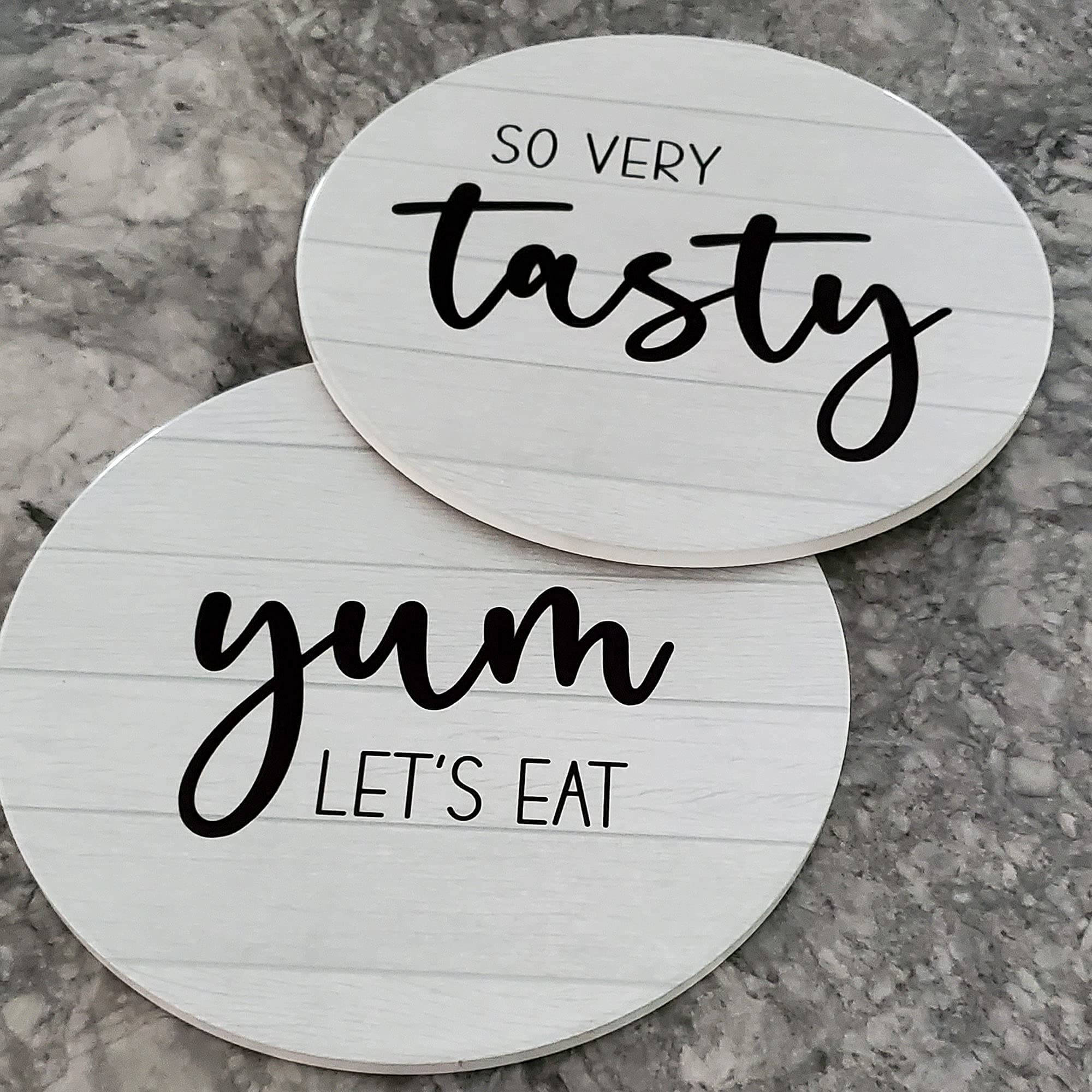 Farmhouse Style Ceramic Hot Pads Set of 2 - Heat Resistant Kitchen Trivets for Hot Pots & Pans - Perfect for Dining Tables, Countertops & Outdoor BBQ Use