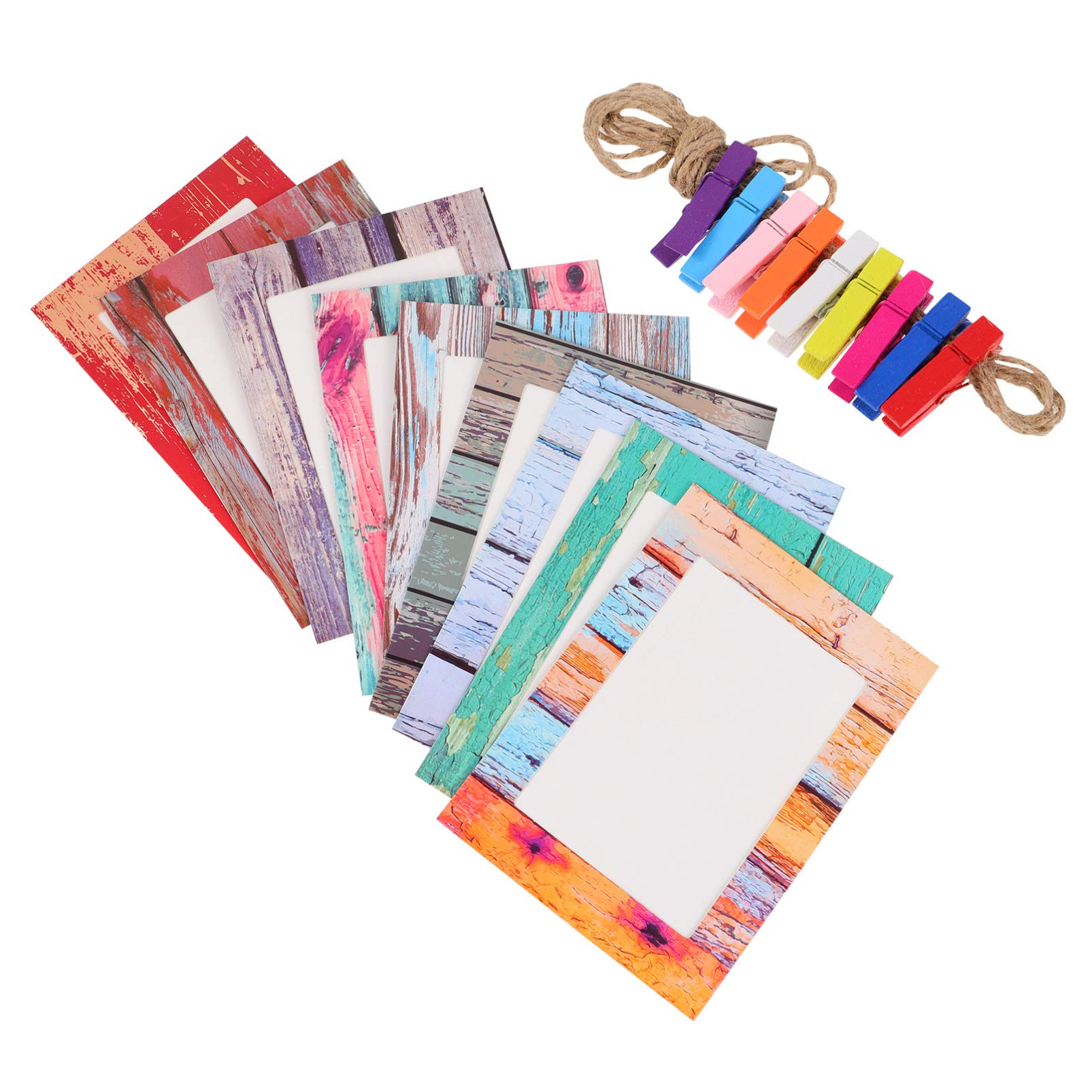 IMIKEYA 3 Sets DIY Hanging Photo Frame Wall Decor - Paper Picture Frames with Clips & Ropes for Home, College, Office - Perfect for Gallery Walls, Dorm Room Decor, and Workspace Display