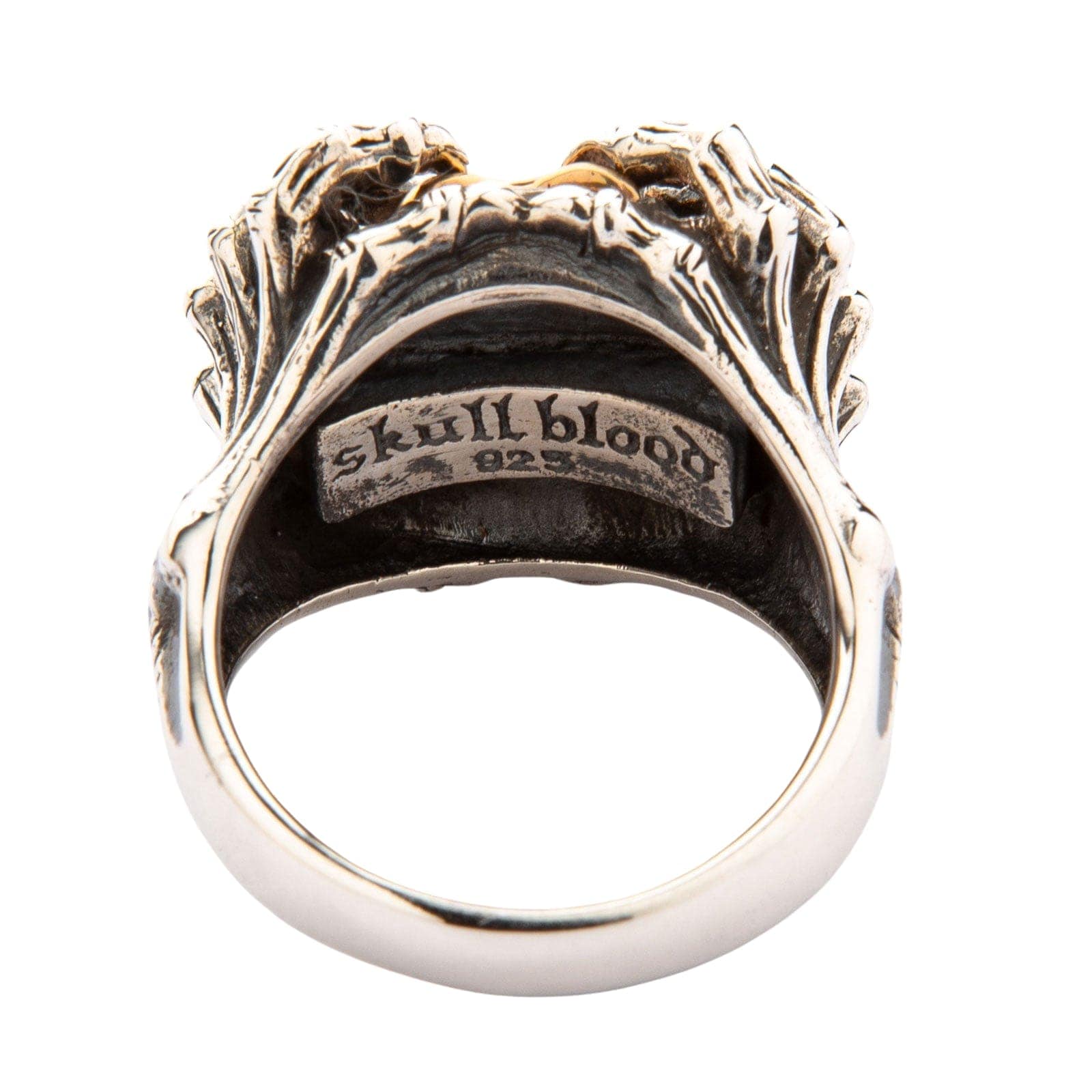 Spider Skull Sterling Silver Ring in Yellow Gold - Gothic Jewelry for Men & Women - Perfect for Halloween, Punk Fashion & Unique Gifts