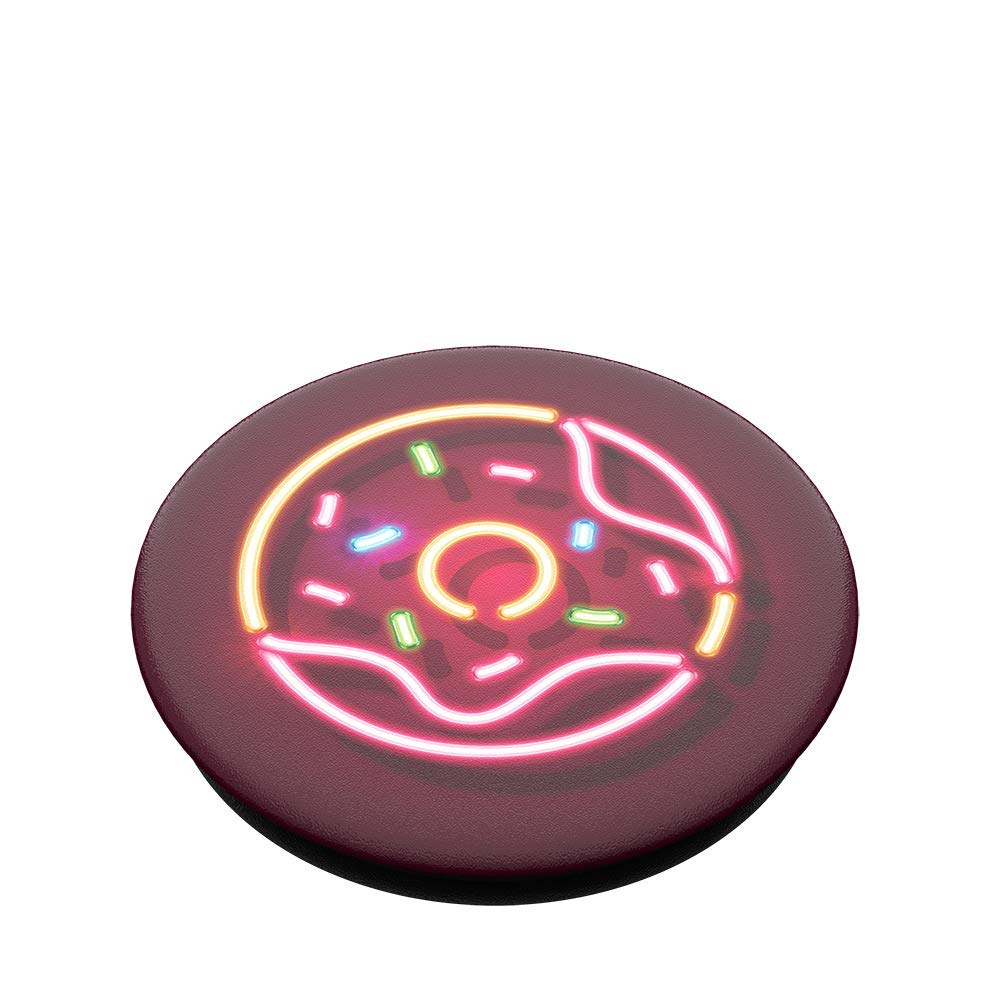 PopSockets PopGrip Expandable Phone Stand & Grip with Interchangeable Top for iPhone, Samsung & Tablets - Neon Donut Design | Perfect for Hands-Free Viewing, Secure Grip & Selfies
