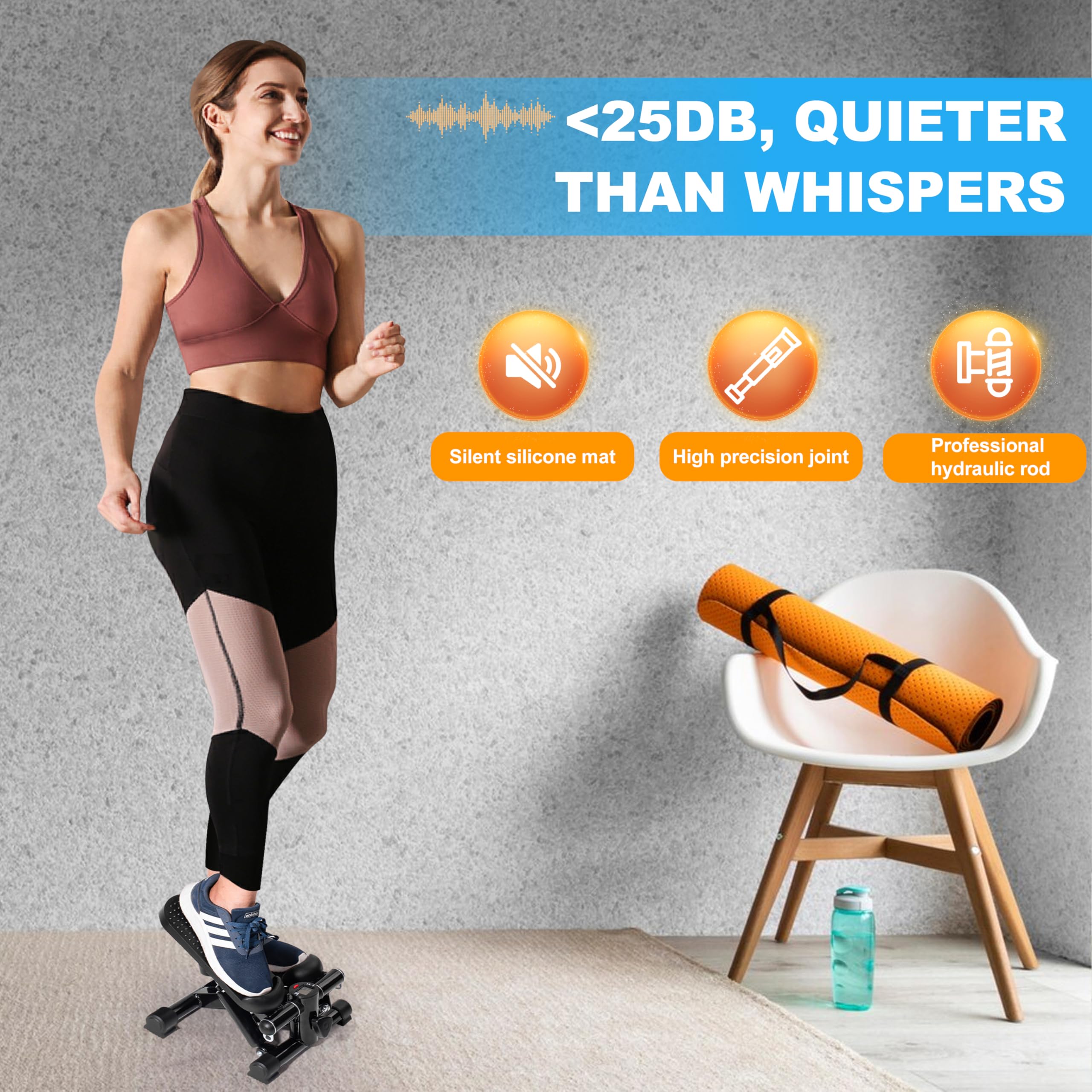 **Hydraulic Stair Stepper for Home Workout - Adjustable Height, 330 lbs Capacity with Resistance Bands & Non-Slip Mat - LCD Display for Steps & Time Tracking - Perfect for Cardio, Leg Toning & Full-Body Fitness**