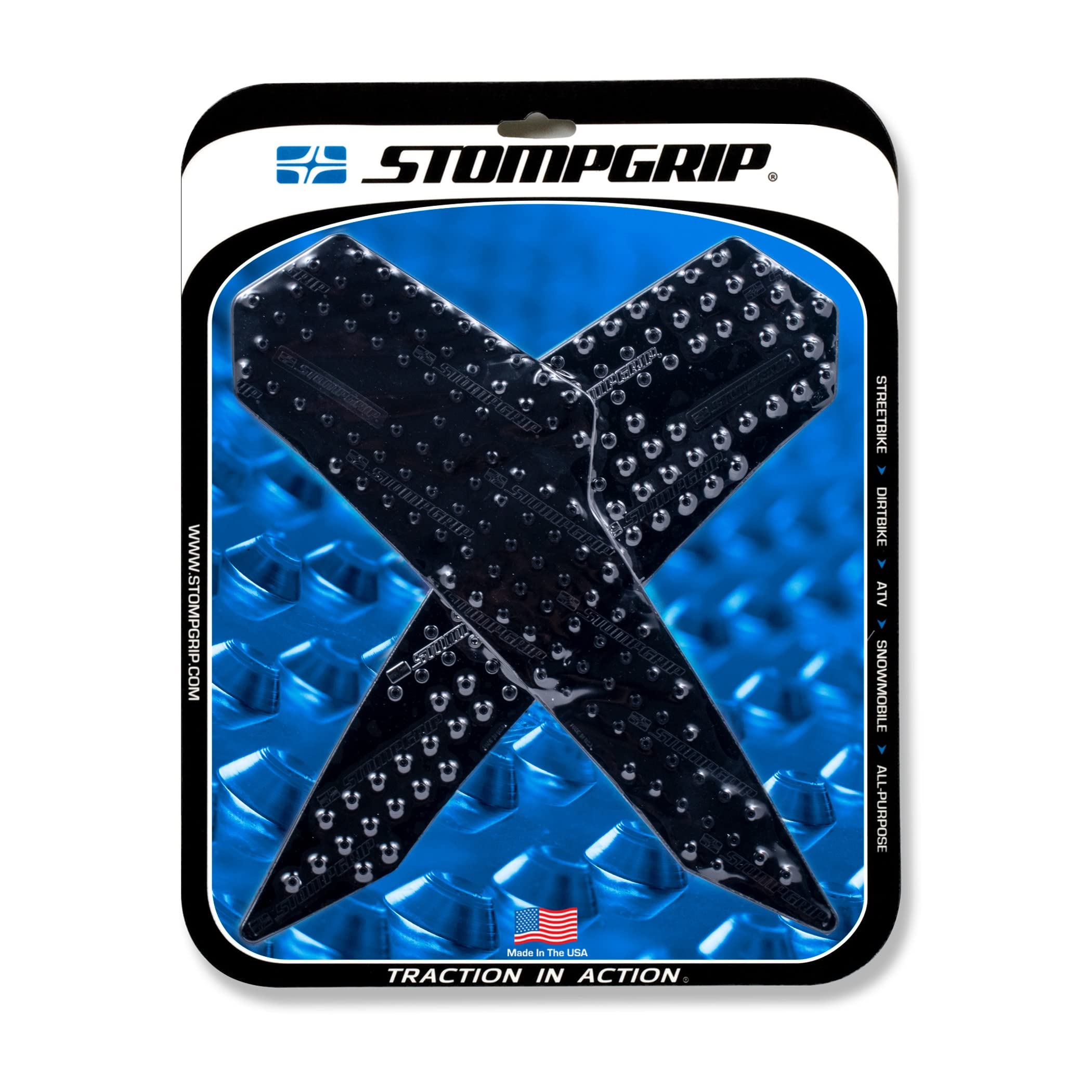Stompgrip Motorcycle Traction Pads - Non-Slip Street Bike Tank Grips - Volcano Pattern 0069 (Black) for Enhanced Control & Comfort on Long Rides