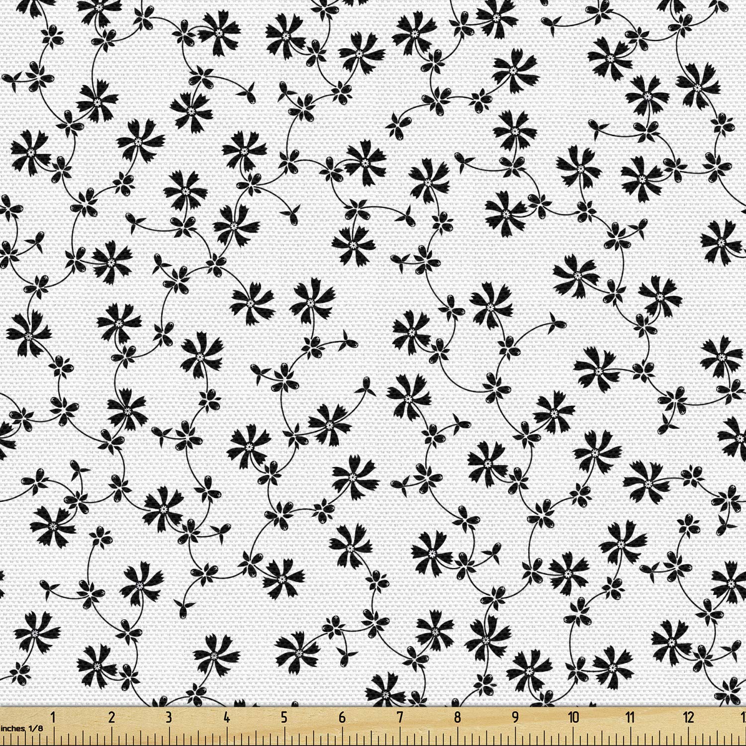 Ambesonne Floral Fabric by The Yard - Monochrome Flowers Ivy Style Hedera Botany Pattern Upholstery Fabric for Sofa, Curtains & Home Decor (1 Yard, White & Charcoal Grey) | Perfect for DIY Pillows, Table Runners & Wall Hangings