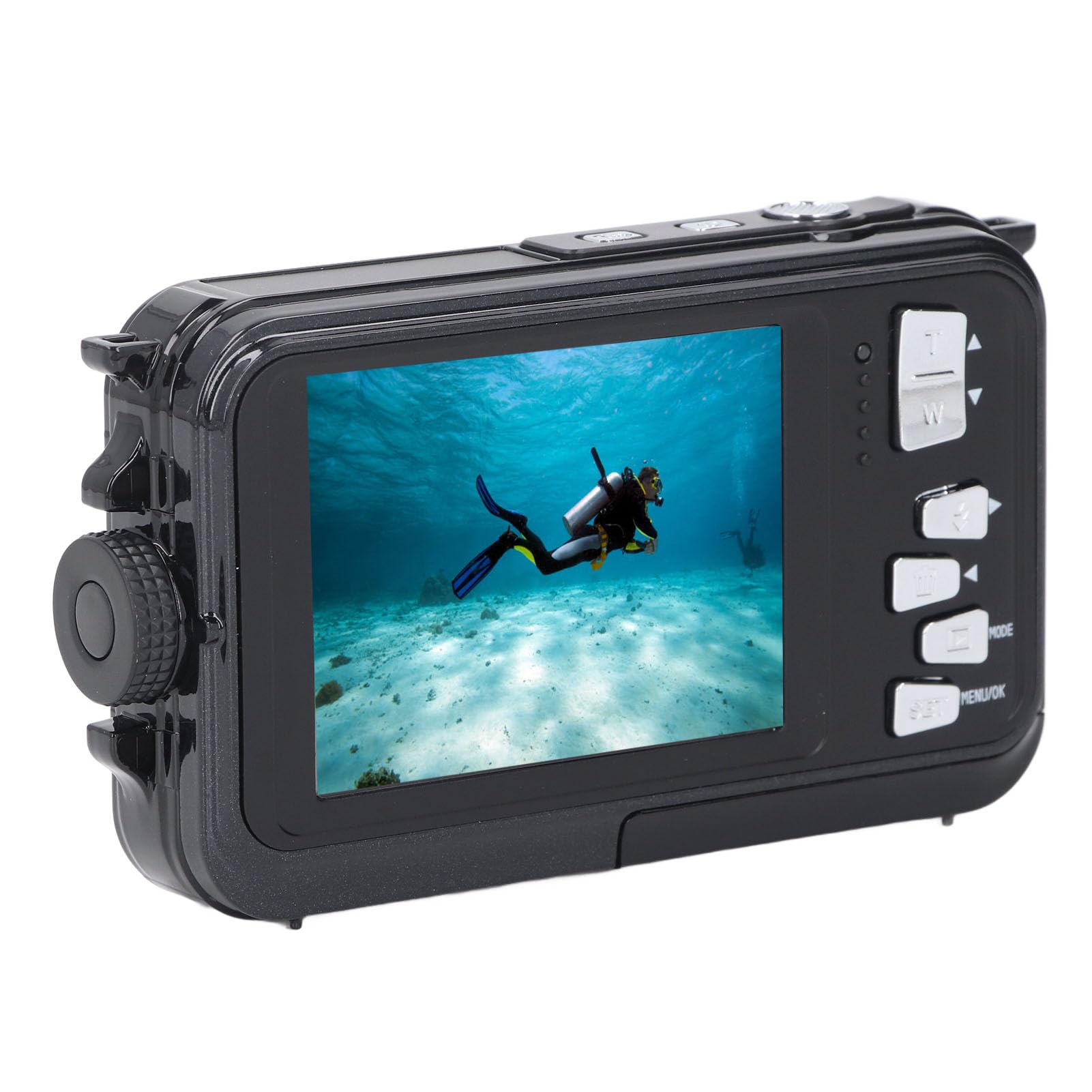 2.7K 48MP Underwater Digital Camera with Autofocus & Dual Screens - 10FT Waterproof, 16X Zoom, 650mAh Battery - Perfect for Kids, Selfies, Snorkeling & Beach Vacations