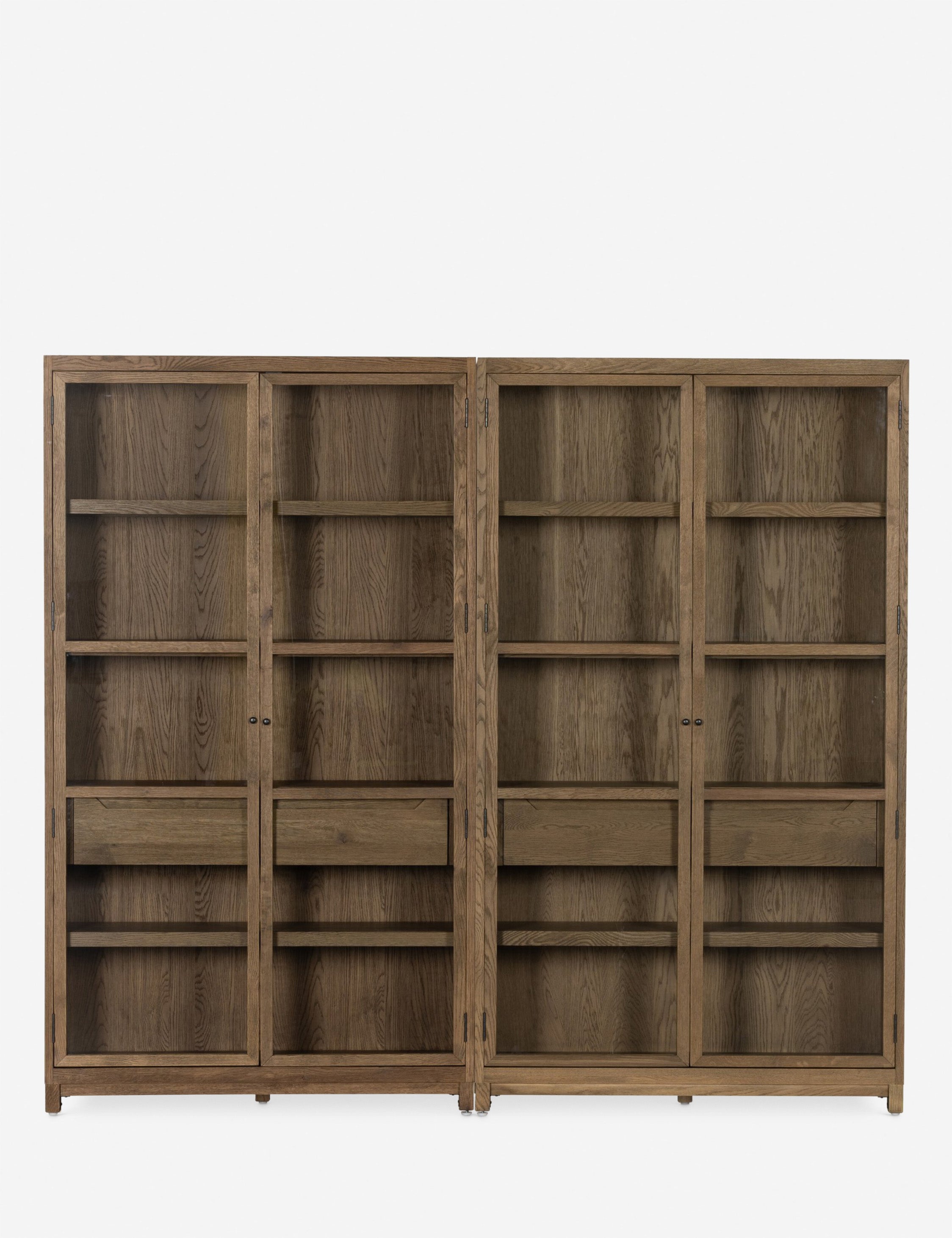Stylish Carly Double Full Curio Cabinet - Glass Display Case for Collectibles & Home Decor - Perfect for Living Room, Dining Room or Office Display