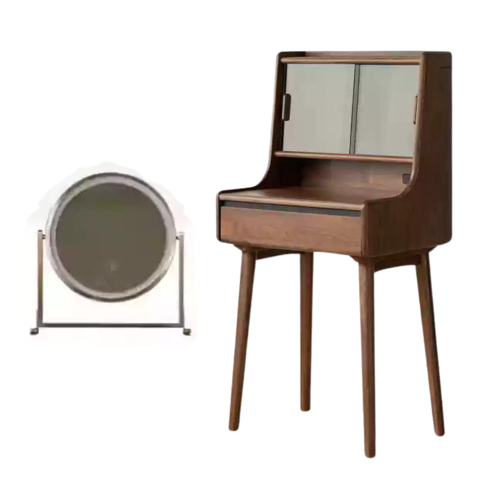 23.6x17.7x47.2 inch / 60x45x120cm / Rich Dark Walnut color / dressing table + makeup mirror
