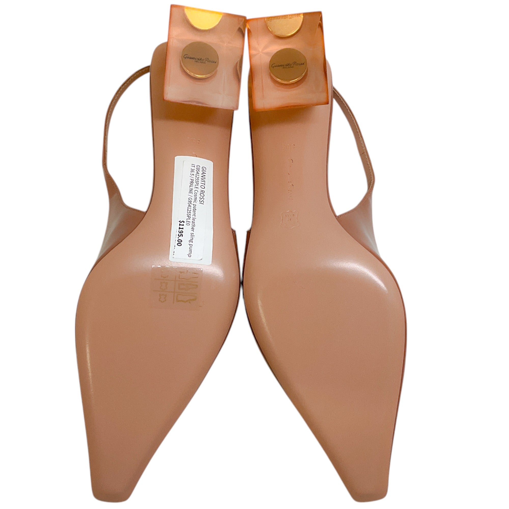 Gianvito Rossi Praline Patent Leather Cosmic Sling 55 Pumps - Women's High Heel Shoes for Party, Wedding & Evening Wear