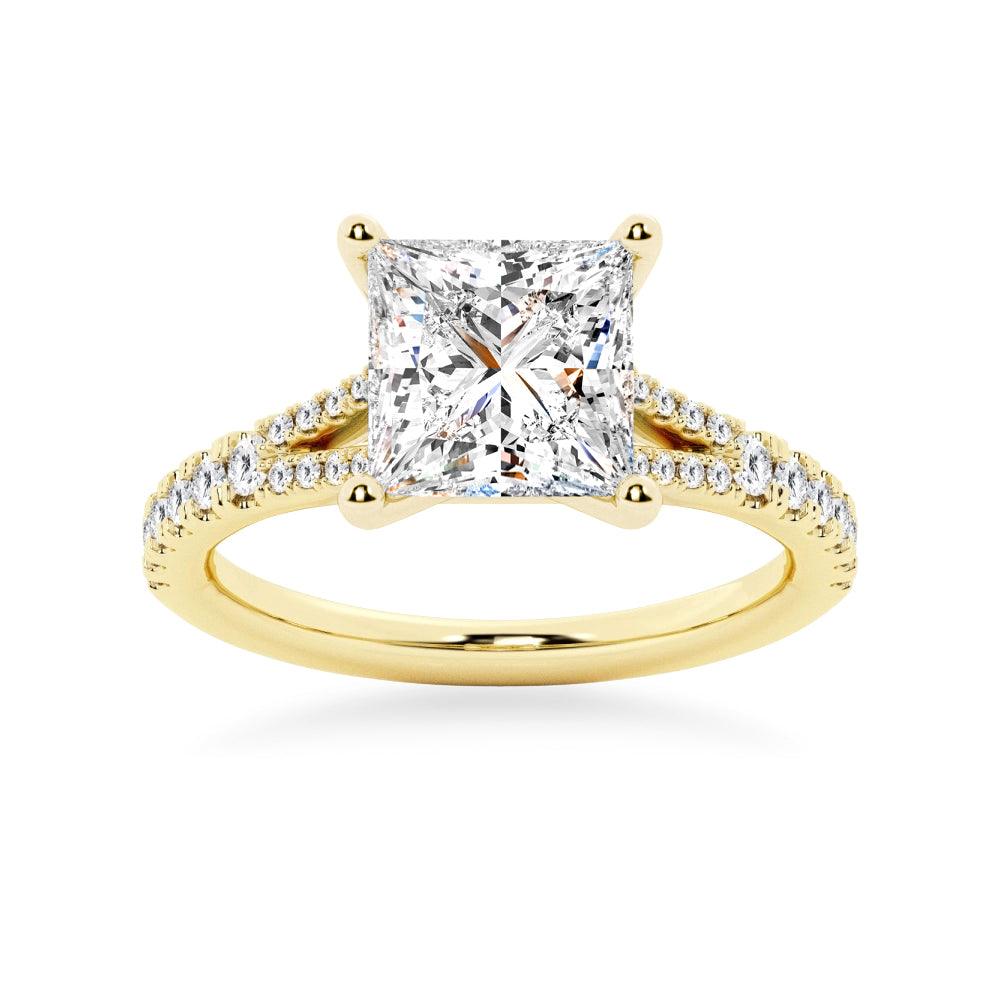 Princess Cut Split Shank Moissanite Engagement Ring Set with Matching Wedding Band - Perfect for Proposals, Anniversaries & Bridal Jewelry
