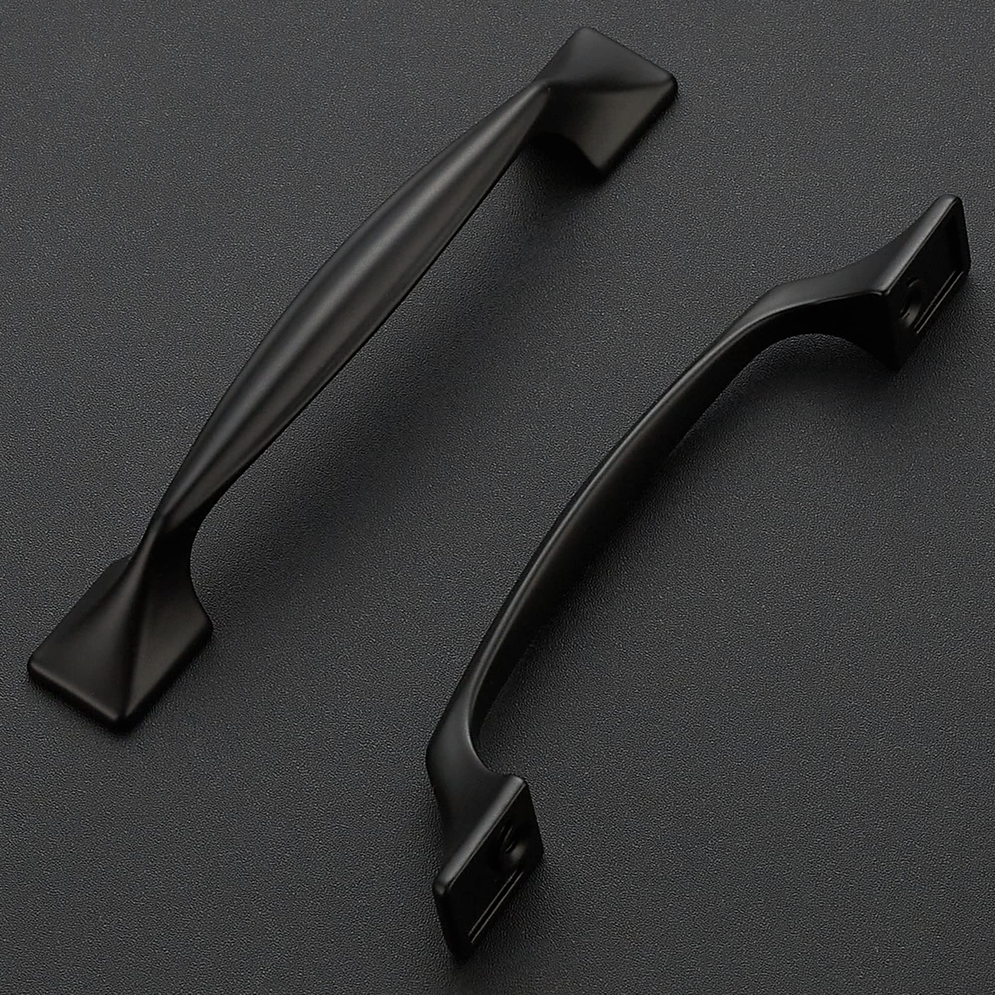 Ravinte 10 Pack Black Cabinet Handles - 3-3/4 Inch Kitchen Cabinet Pulls, Curved Drawer Handles for Cupboards & Dressers - Includes Screwdriver - Perfect for Modern Kitchen & Bathroom Renovation