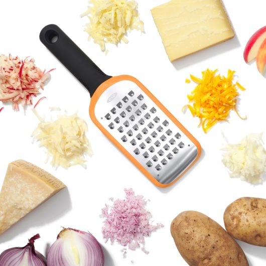OXO Good Grips Coarse Grater - Stainless Steel Kitchen Grater for Cheese, Vegetables & Fruits - Perfect for Salads, Pasta & Baking - Dishwasher Safe & Ergonomic Handle