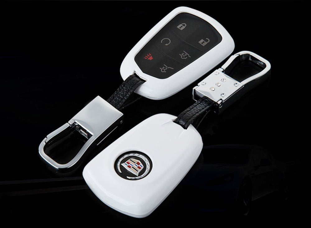 Glossy White Smart Key Fob Shell Replacement for 2015+ Cadillac ATS CTS XTS Escalade - Perfect Fit, Durable Cover for Keyless Entry Remote (Ideal for Daily Use, Car Enthusiasts & Vehicle Protection)