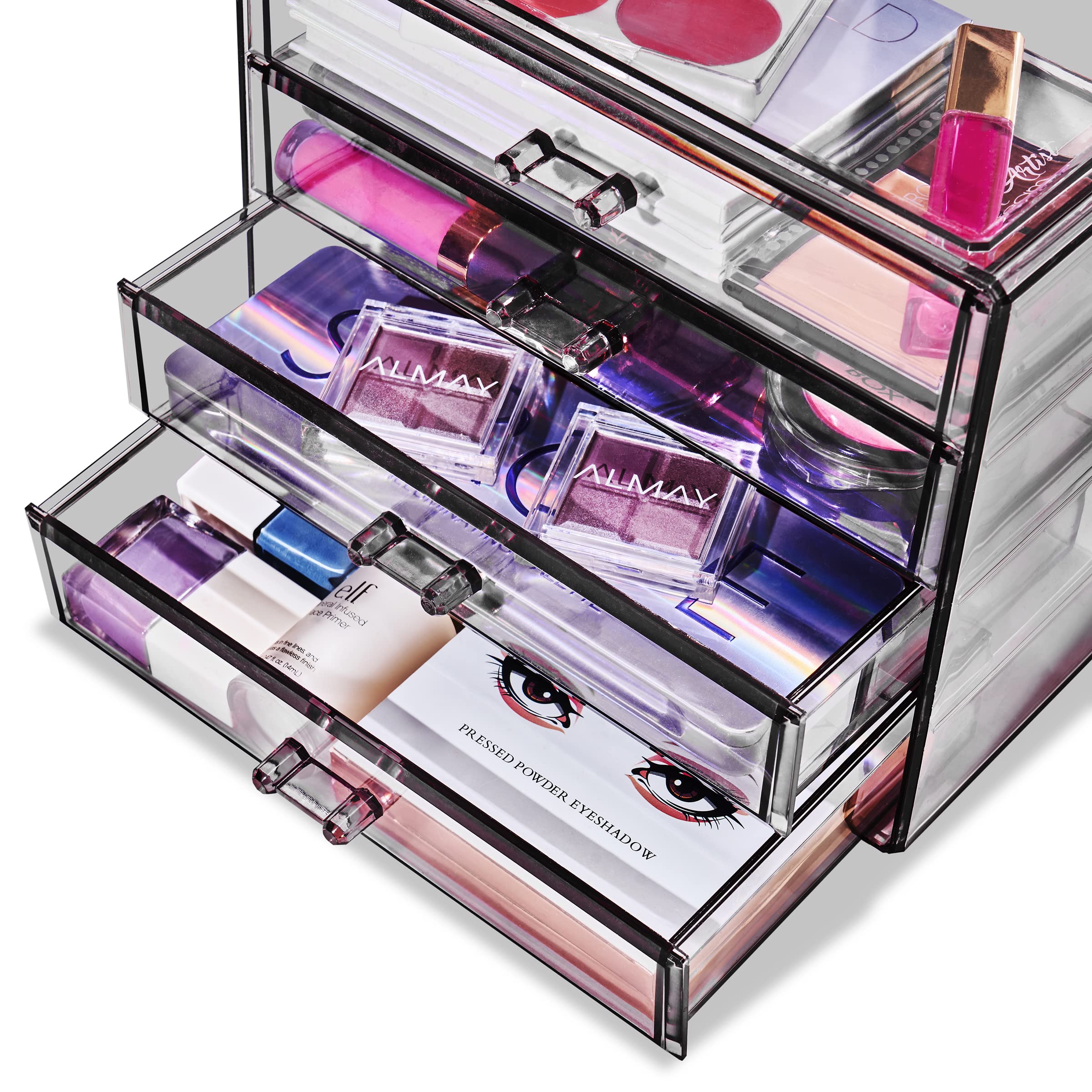 Sorbus 4-Drawer Acrylic Makeup Organizer - Clear Cosmetic Storage for Vanity, Jewelry & Beauty Supplies | Perfect for Bathroom Counter, College Dorm & Girls Room Organization