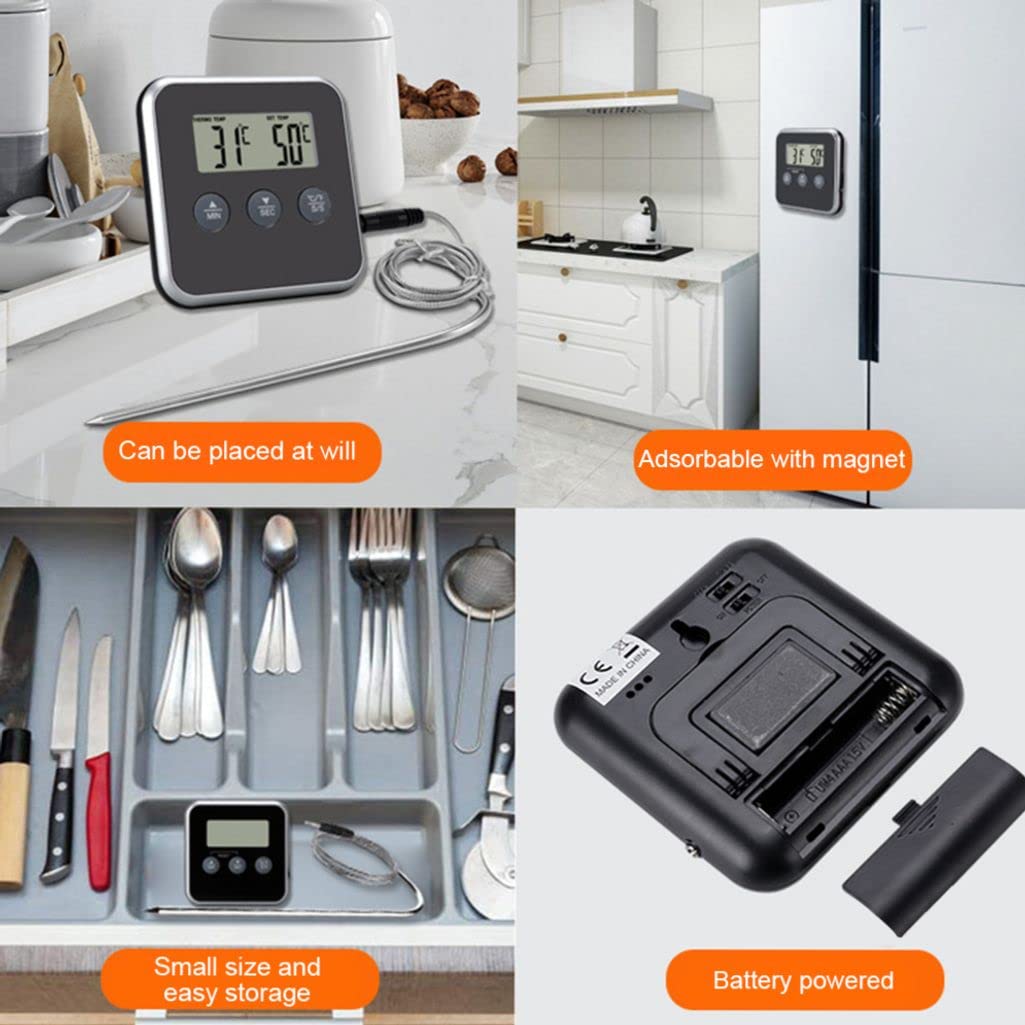 **Wireless BBQ Thermometer with Large LCD Display - High Accuracy Digital Meat Thermometer for Grilling, Smoking & Baking - Dual Probe Cooking Thermometer with Timer for Oven, Grill & Smoker - Perfect for Steak, Turkey & Home Chefs**