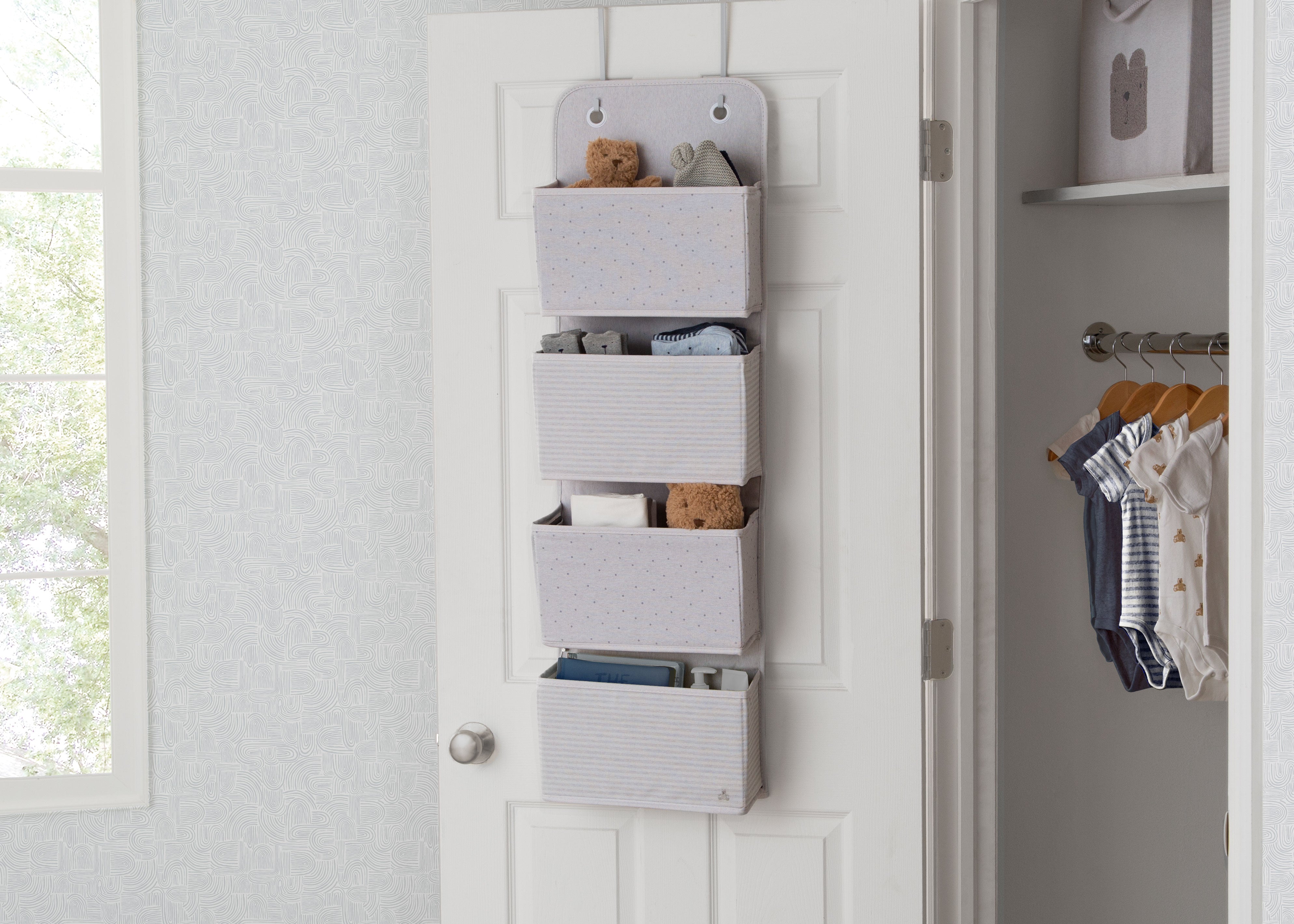 BabyGap 2-Pack Over The Door Hanging Organizer with 4 Pockets - Perfect for Nursery, Closet & Bathroom Storage Organization