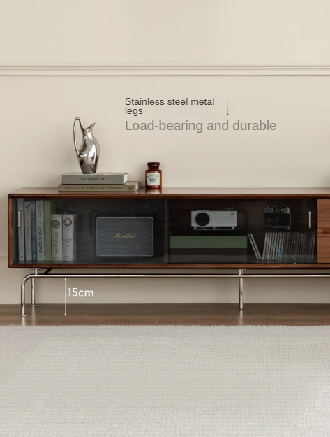 Modern Black Walnut Solid Wood TV Stand - Stylish Entertainment Center for Living Room, Bedroom & Home Theater Setup