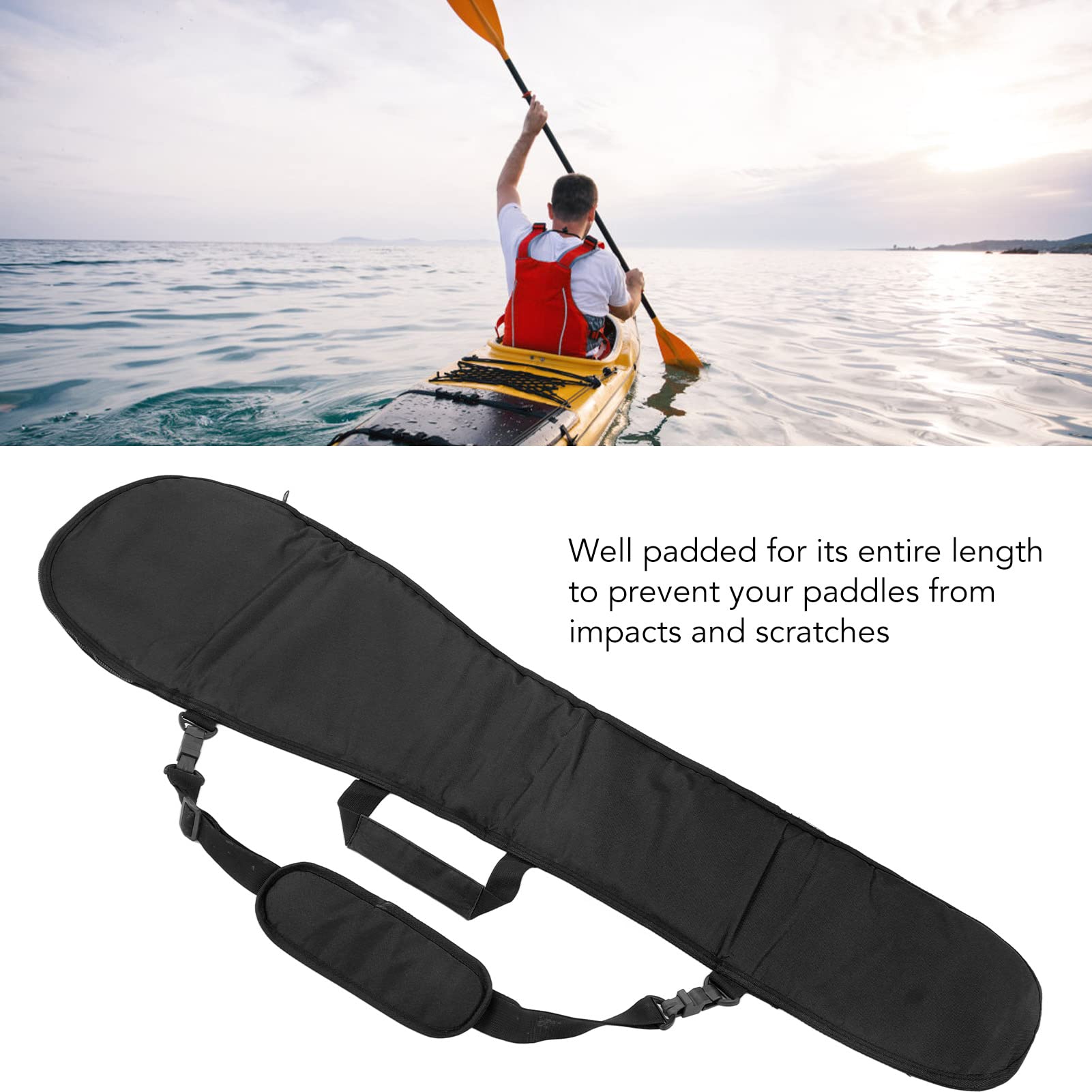 **Waterproof Kayak Paddle Storage Bag 128x30cm - Durable Split Paddle Holder for Kayaking, Canoeing & Rowing - Compact Travel Gear Organizer (Black) | Perfect for Boating Trips & Outdoor Adventures**
