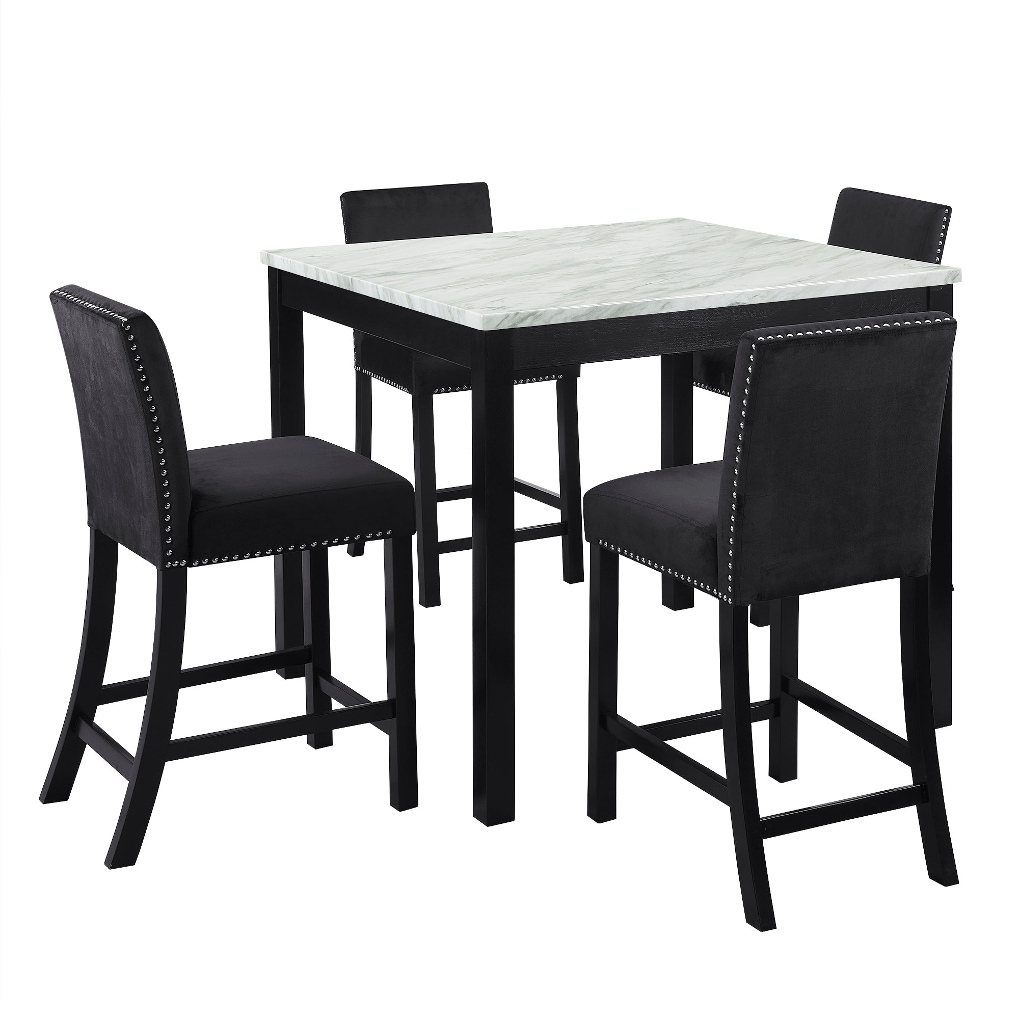 Premium Black Dining Chairs Set of 4 - Modern Kitchen & Dining Room Furniture - SKU W1781S00017 - Perfect for Home, Restaurant, and Office Use