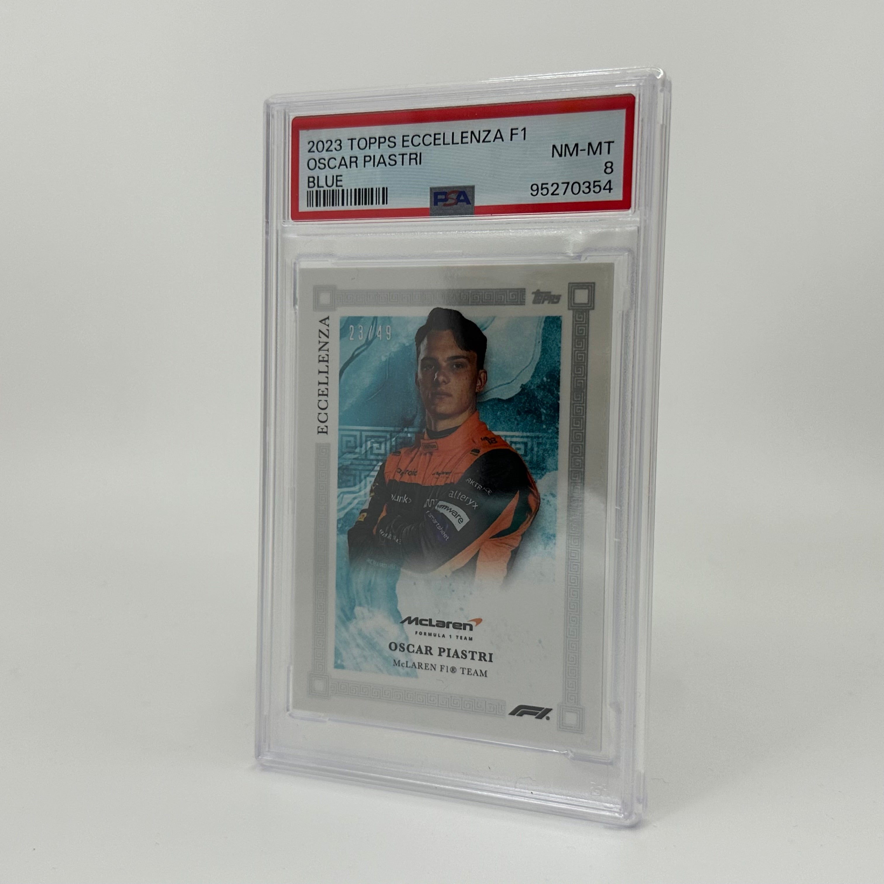 2023 Topps Eccellenza F1 Oscar Piastri Blue PSA 8 /49 - Rare F1 Trading Card for Collectors & Sports Memorabilia Enthusiasts