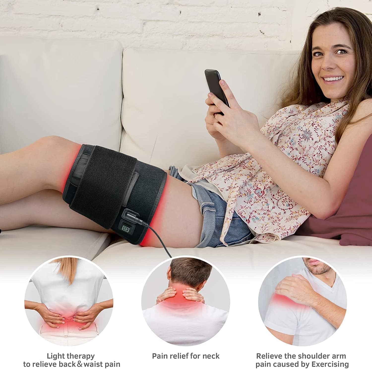 UTK Red Light Therapy Pad for Body Pain Relief - 660nm & 850nm LED Deep Therapy Belt with Timer, Wearable Wrap for Back & Shoulder Pain | Home Use, Muscle Recovery, Joint Pain Relief