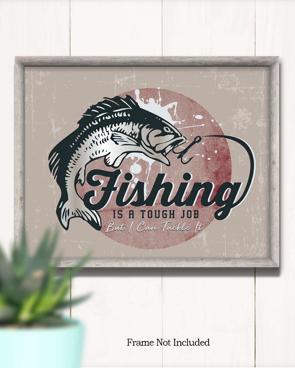Fishing Wall Art Print - Fisherman Gift for Cabin & Farmhouse Decor 10x8