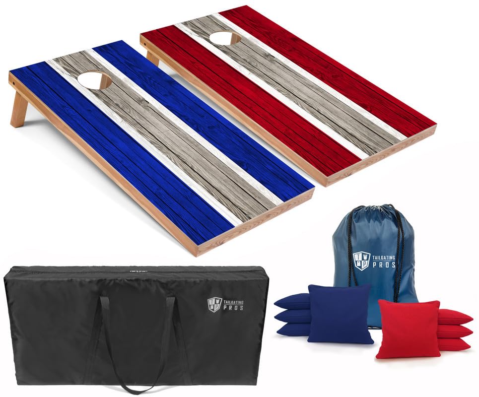 Premium Striped LED Cornhole Board Set with Built-in Lights – 4'x2' Regulation Size, Multicolor LED Lights, 8 Bean Bags & Carrying Cases – Perfect for Tailgating, Backyard Parties, and Outdoor Game Nights