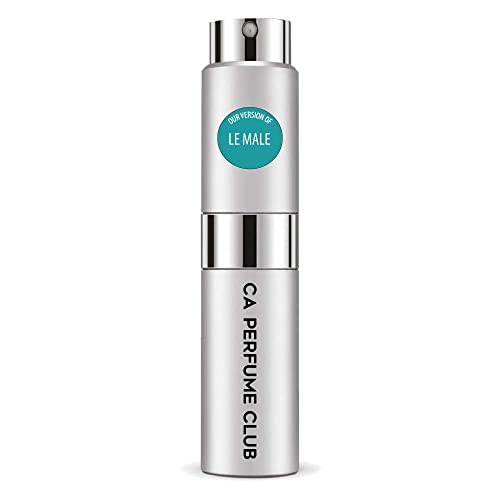 CA Perfume Club Le Male Inspired Travel Perfume Refillable Atomizer - 0.27 Fl Oz/8ml Eau de Parfum Spray - Perfect for Gym, Office & Date Night