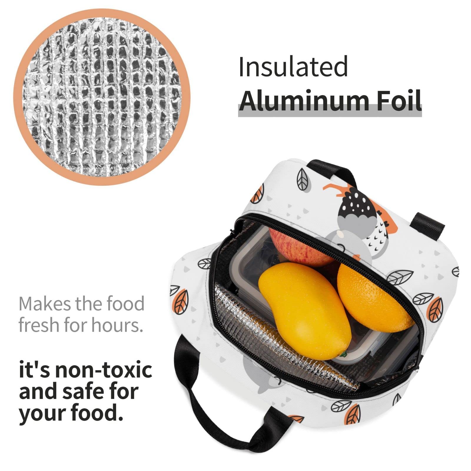 Insulated Owl Lunch Box for Women & Men - Reusable Thermal Lunch Bag for Office, School, Camping, Hiking, Picnic, Beach & Travel - Cute Animal Design Lunch Tote
