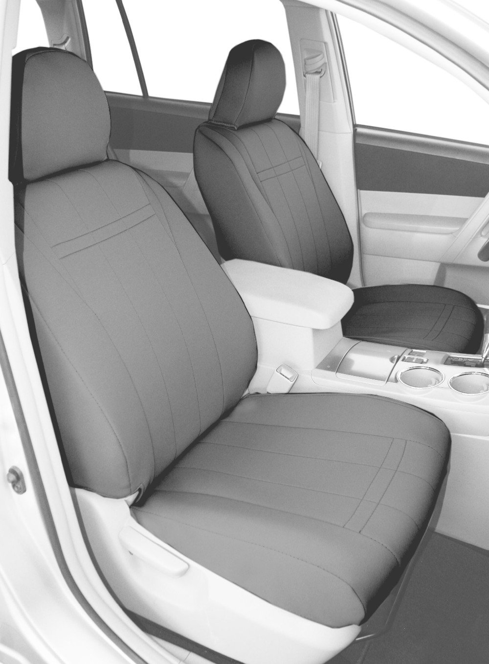 Premium Neoprene Car Seat Covers for 2000-2002 Chevy/GMC Suburban Tahoe Yukon 1500-2500 - Light Grey Bucket Seat Covers with Contrast Trim - Easy Installation (Front Seats, 1 Set) - Perfect for Road Trips, Daily Commutes & Off-Road Adventures