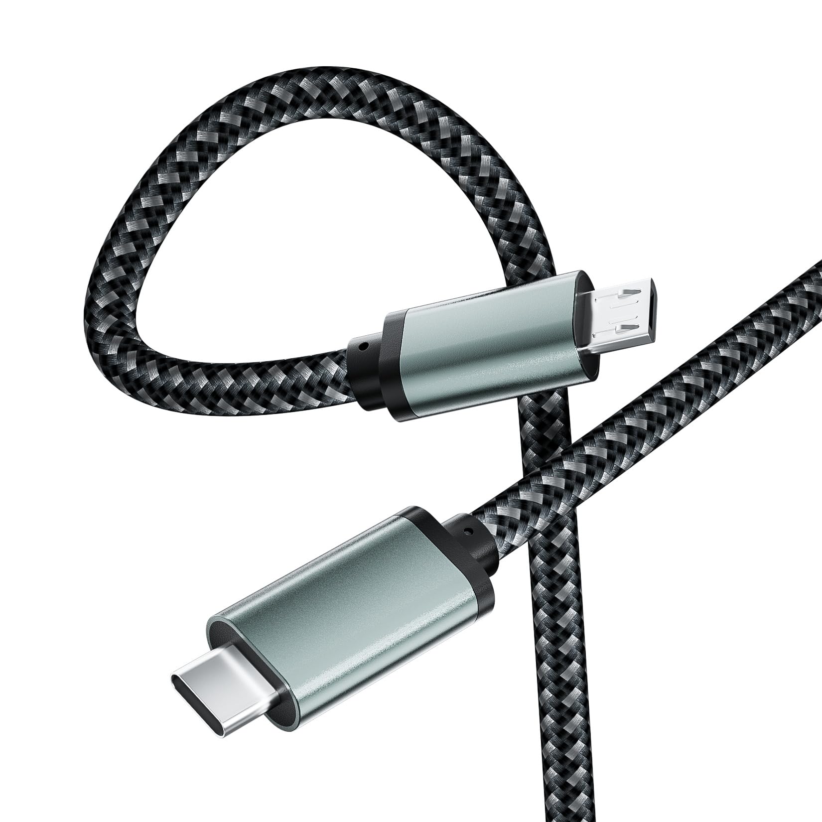 Premium Braided USB C to Micro USB Cable 3.3FT (1M) - Fast Charging & 480Mbps Data Transfer - Compatible with Samsung Galaxy S7/S5/J7/J3, MacBook Pro, Kindle, PS4, LG, Cameras & GPS Devices - Perfect for Home, Office & Travel Charging