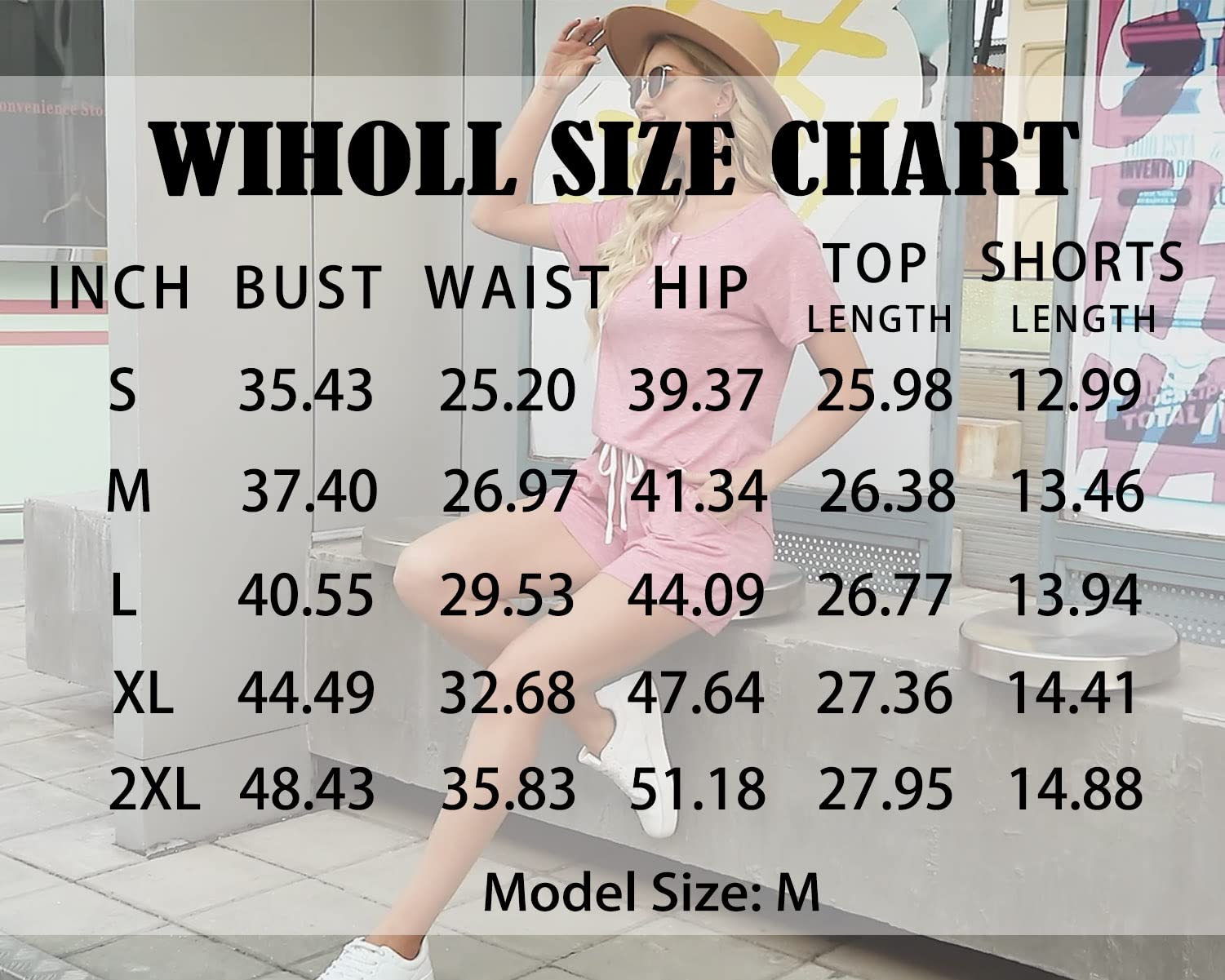 WIHOLL Women's 2-Piece Lounge Set - Button Down Top & Shorts with Pockets | Comfortable Sweatsuit for Home, Travel & Casual Outings