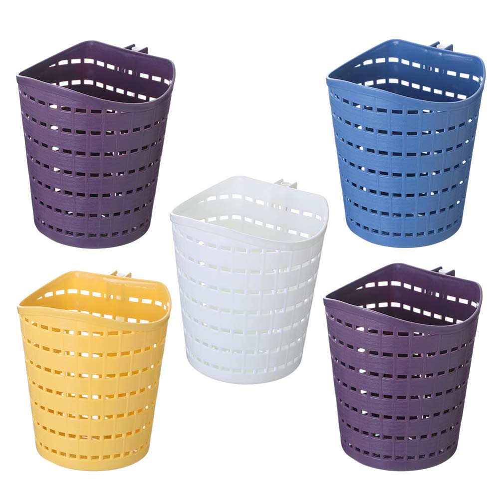 YARNOW 5-Piece Mini Wall Hanging Storage Baskets - Organizer for Kitchen, Bathroom, Dorm & Closet - Space Saving Hanging Baskets for Sundries, Toiletries & Small Items (Random Colors)