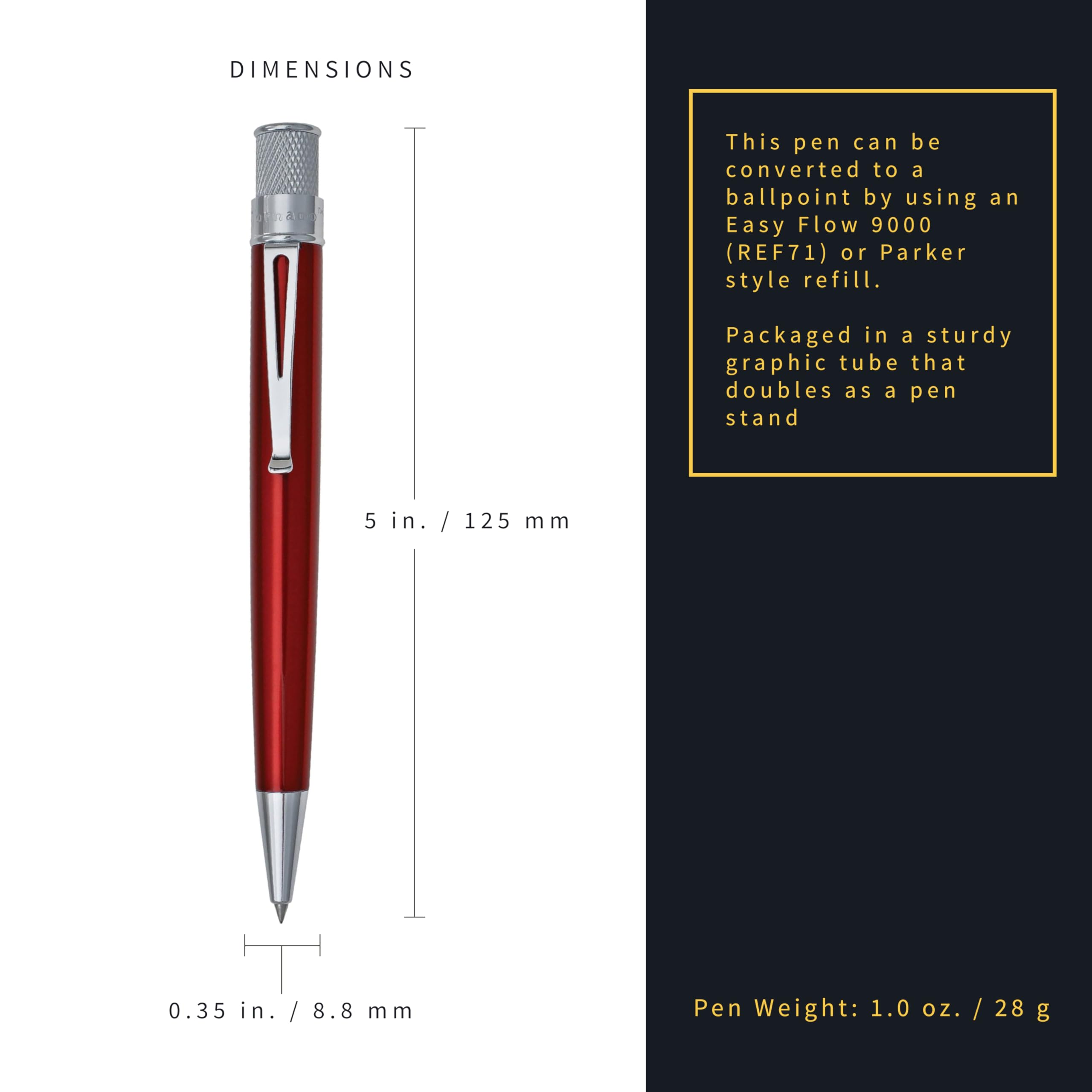 Tornado™ Classic Lacquer Red Rollerball Pen - Premium Writing Instrument for Office, School & Gift Giving - Smooth Ink Flow for Everyday Use