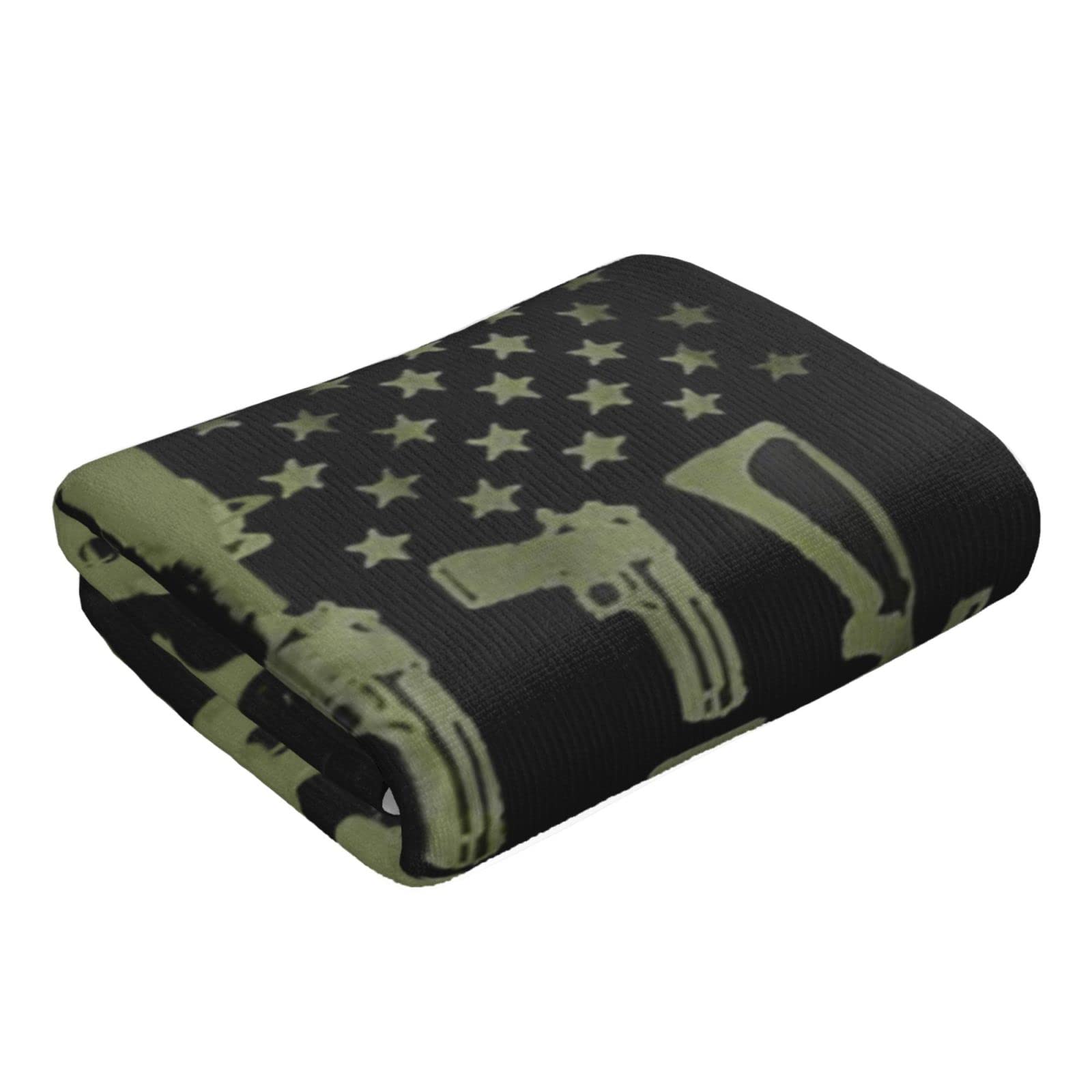 American Flag Gun Design Microfiber Towel - 16x27.5 Inch Quick Dry Sports Towel for Camping, Beach, Yoga, Gym & Travel | Patriotic Outdoor Accessories for Backpacking, Workouts & Pool Days