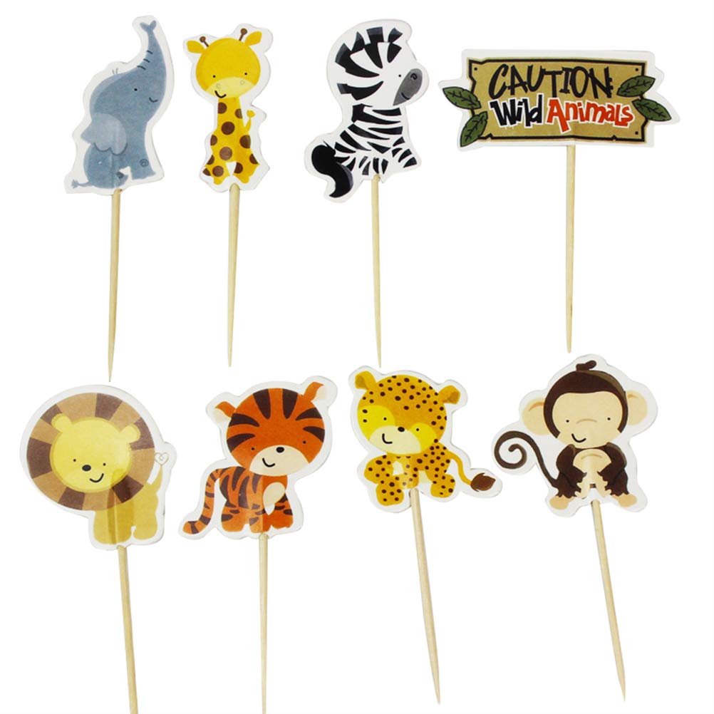 48pcs Animal Cake Toppers Decoration Set - Cartoon Cake Picks for Birthday, Wedding, Baby Shower & Party Decorations - B004