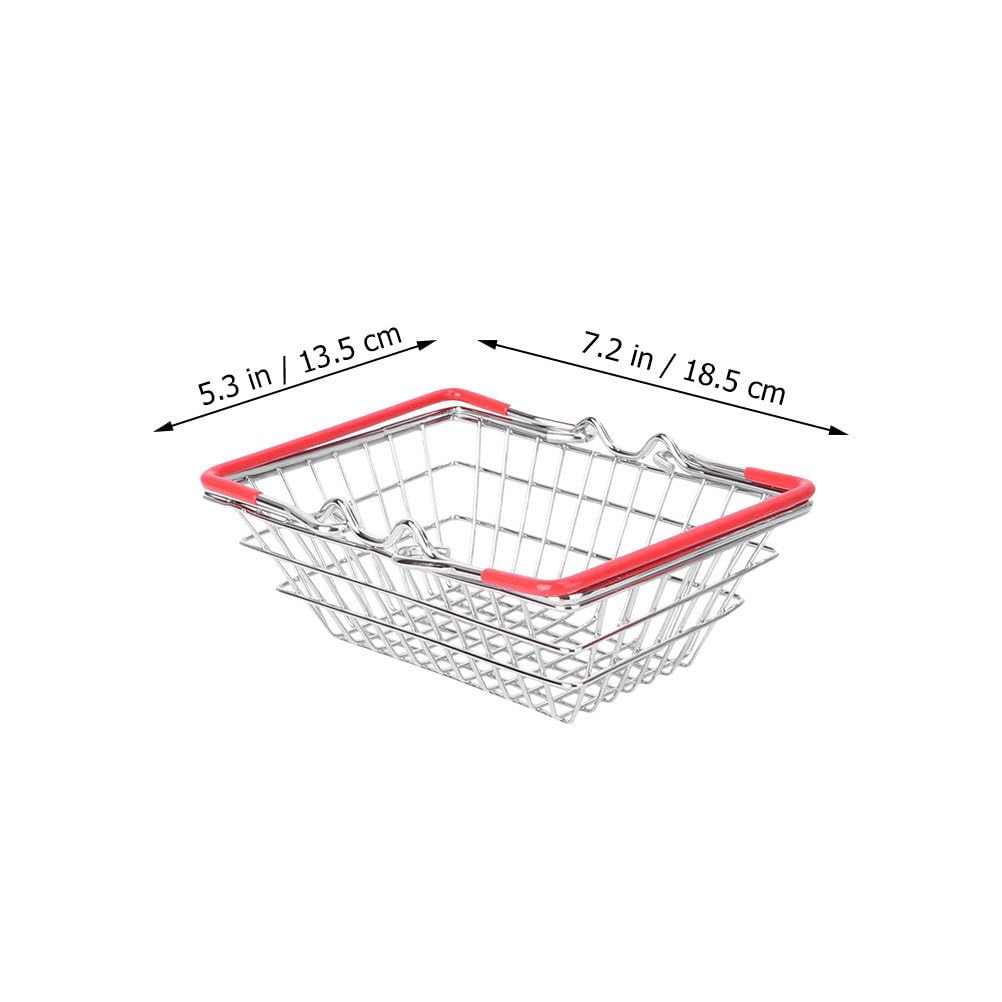Bestoyard Mini Shopping Basket for Toys & Accessories - Stainless Steel Metal Storage Organizer for Kids Room, Bathroom, or Kitchen Countertop