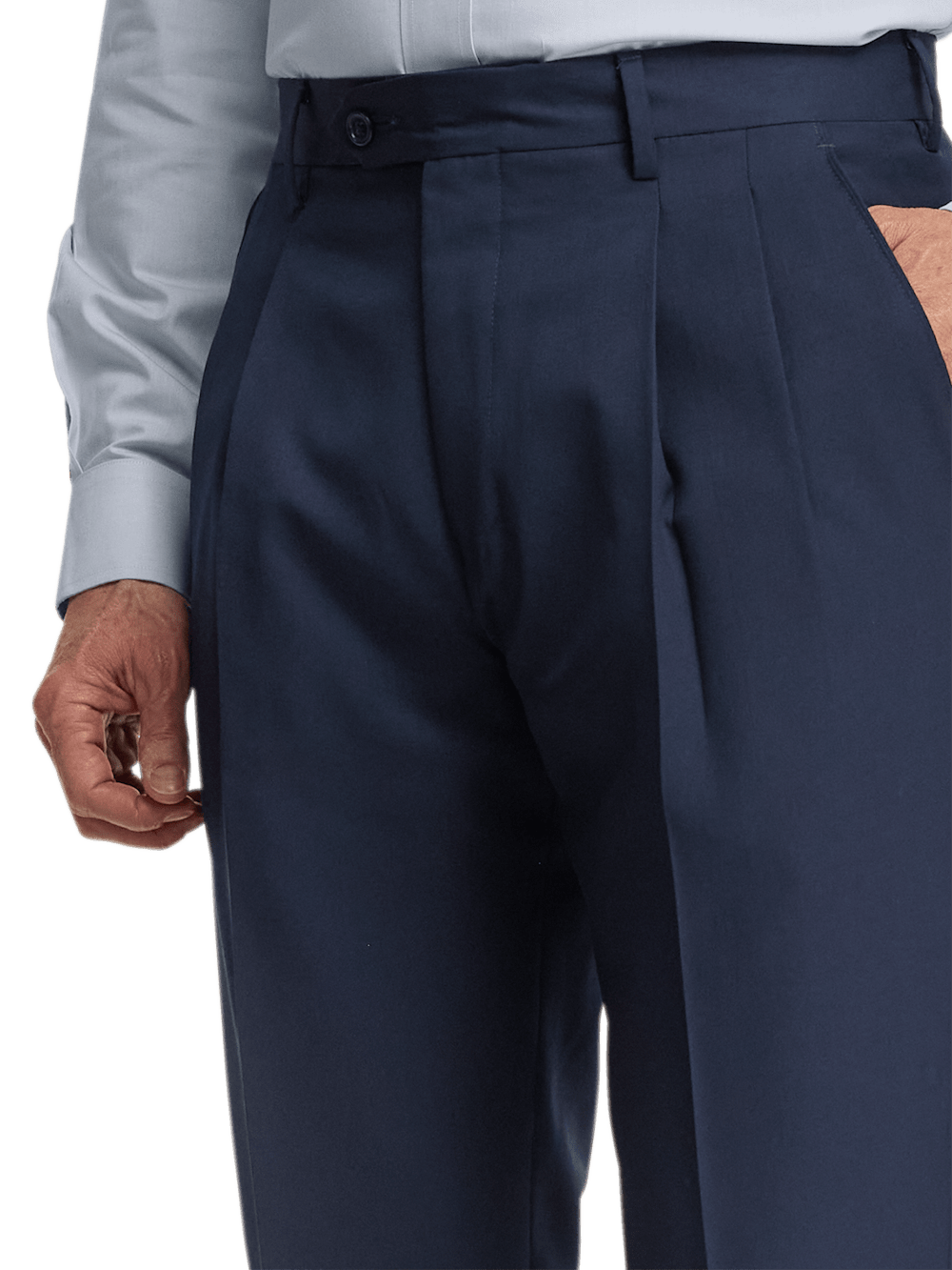 Premium Wool Gabardine Dress Pants for Men - Classic Bright Navy Blue - Perfect for Office Wear, Business Meetings & Formal Occasions