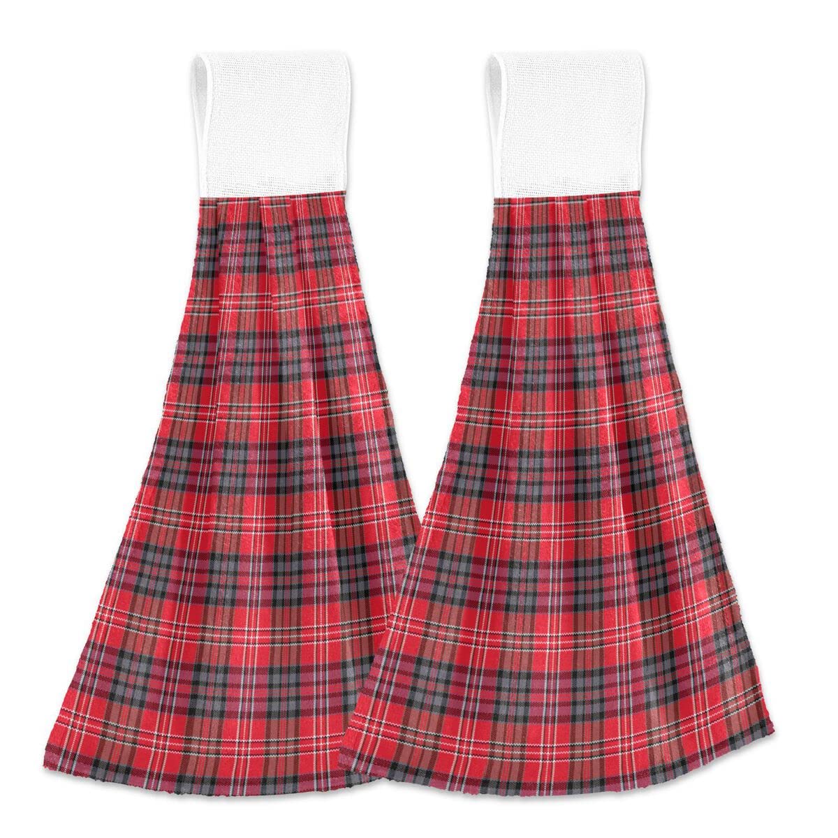 Buffalo Plaid Kitchen Towels - Red and Black Checkered Hand Towels, Fast Drying Dish Cloths & Tea Towels, Ultra Soft Loop Hanging Towels for Kitchen, Bathroom, and Dish Drying | Perfect for Farmhouse Decor, Holiday Gifts & Everyday Use
