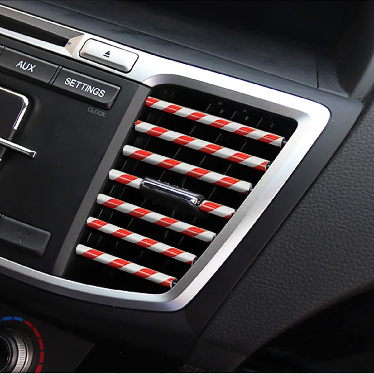 20PCS Flexible Car Air Vent Trim Strips - DIY Bendable AC Vent Decoration for Most Vehicles, Red & Stripe Design - Upgrade Car Interior Style (Perfect for Sedans, SUVs & Trucks)