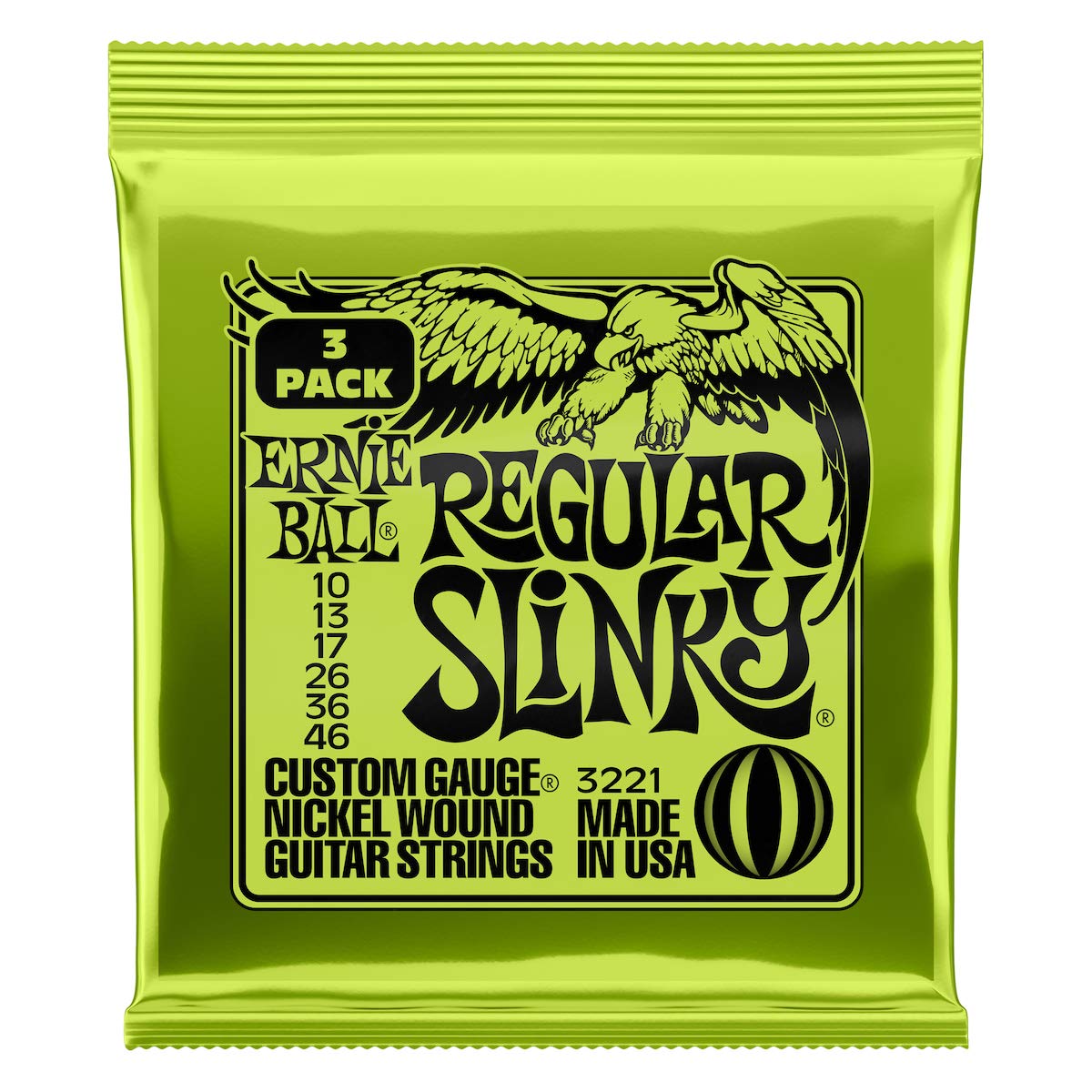Ernie Ball Regular Slinky Nickel Wound Electric Guitar Strings & Bass Strings Bundle - Perfect for Rock, Metal, and Studio Recording